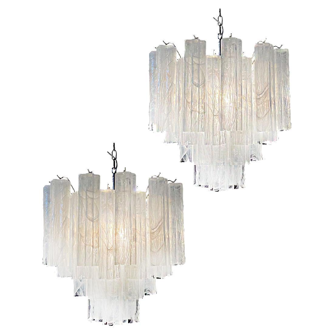 Amazing Glass Tube Chandeliers - 36 Alabaster white glasses For Sale