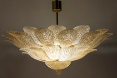Amazing Gold Amber Murano Glass Leave Ceiling Light or Chandelier