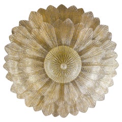 Amazing Gold Amber Murano Glass Leave Ceiling Light or Chandelier