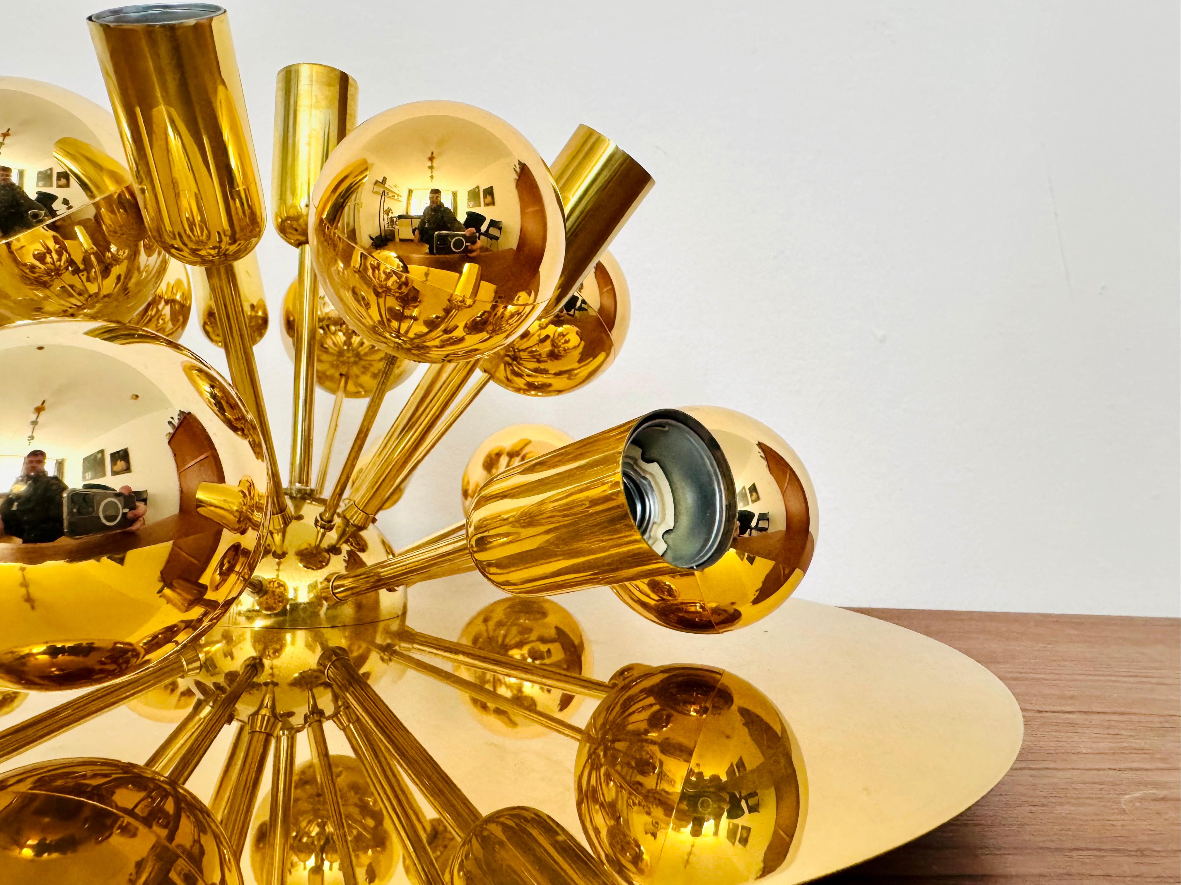 Amazing Golden Sputnik Wall or Flush Lamp by Cosack For Sale 7