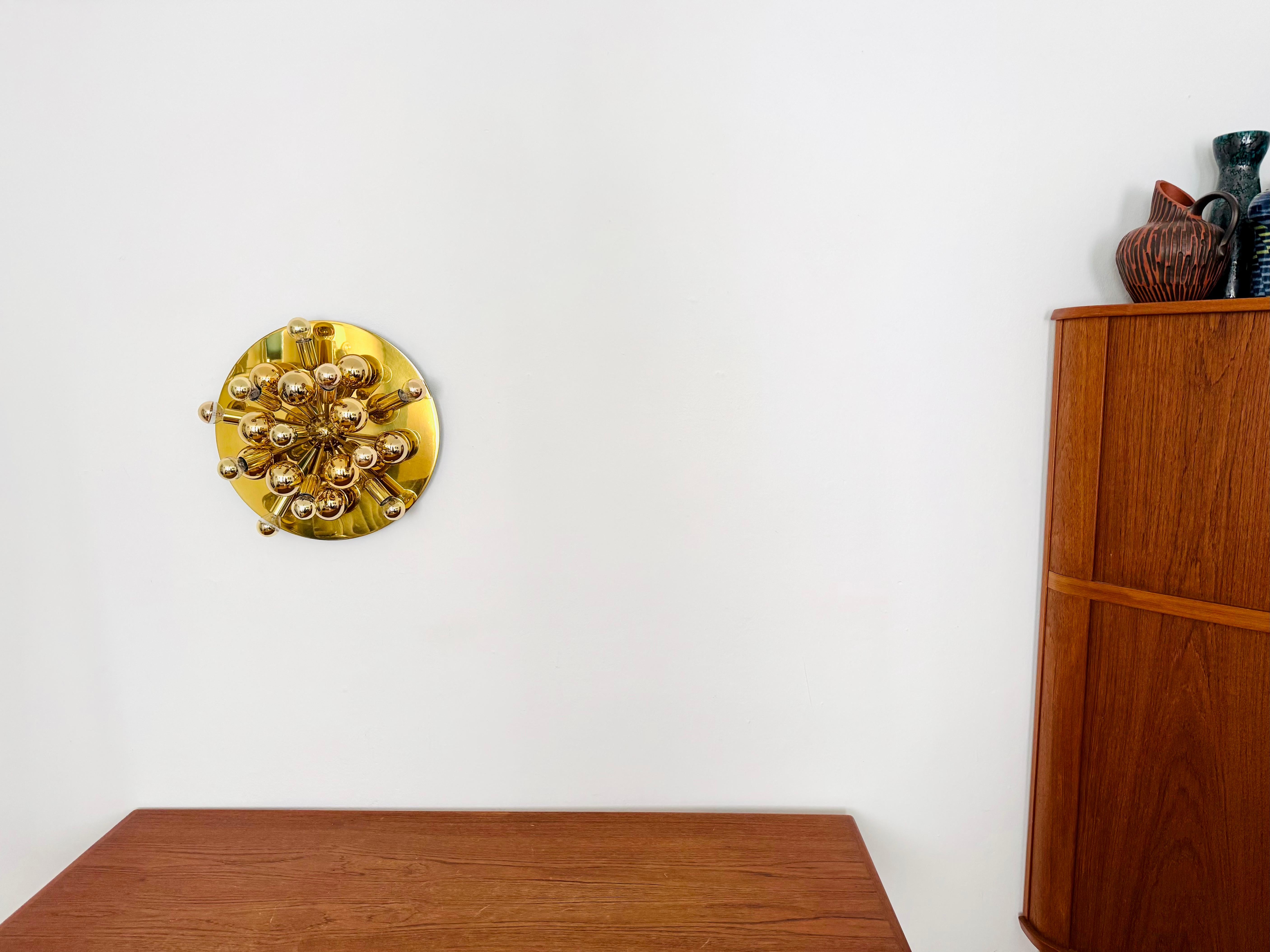 Amazing Golden Sputnik Wall or Flush Lamp by Cosack In Good Condition For Sale In München, DE