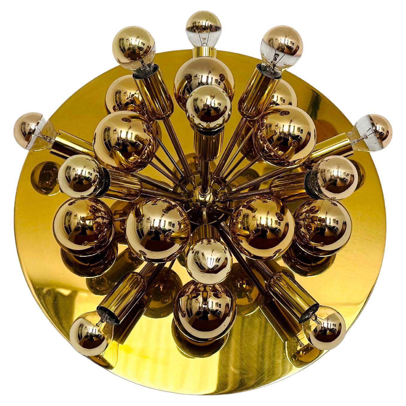 Amazing Golden Sputnik Wall or Flush Lamp by Cosack