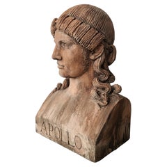 Amazing GREEK ROMAN APOLLO TORSO IN TERRACOTTA 21th Century ONE HANDMADE