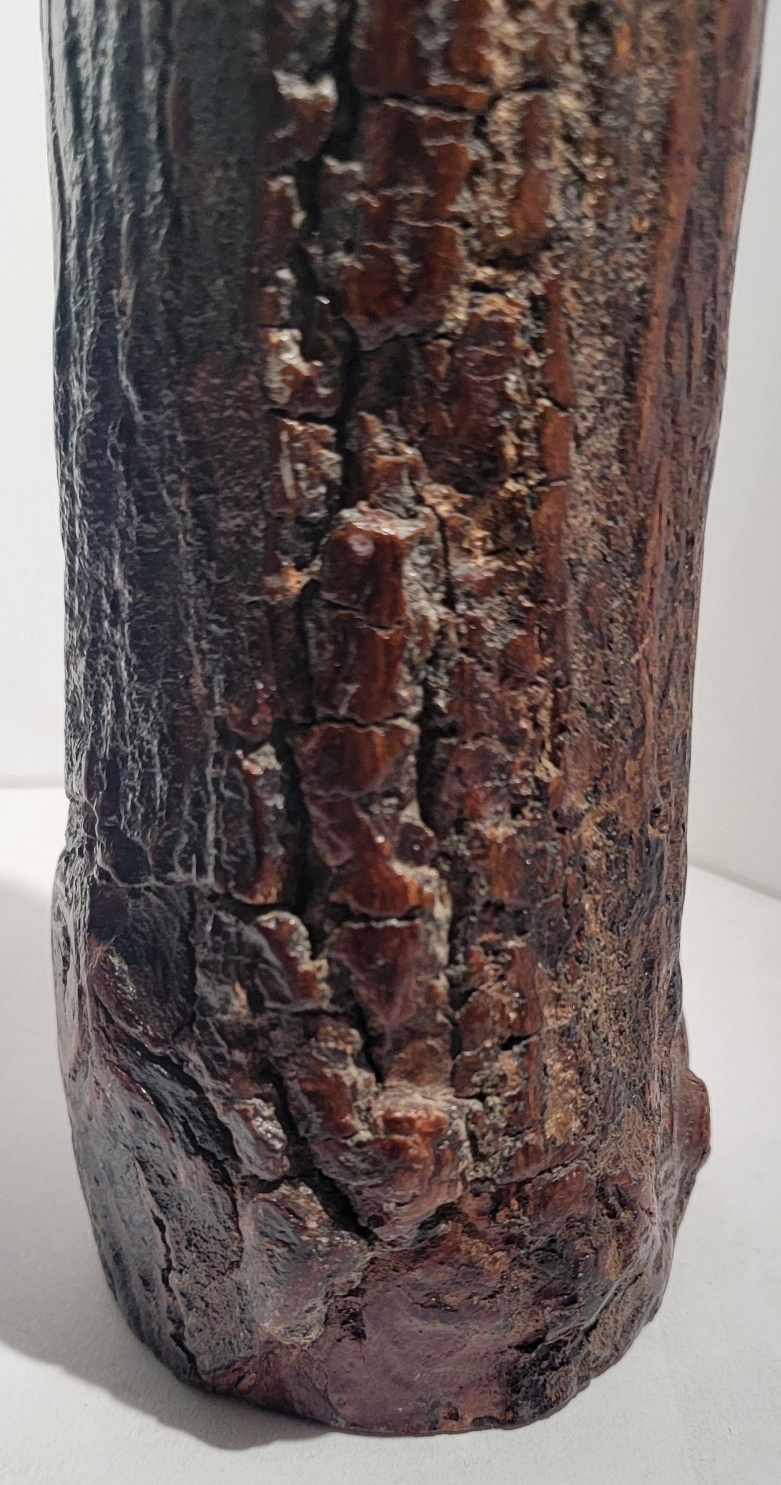 Adirondack Amazing Hand Carved Log Vase -Mango Wood For Sale