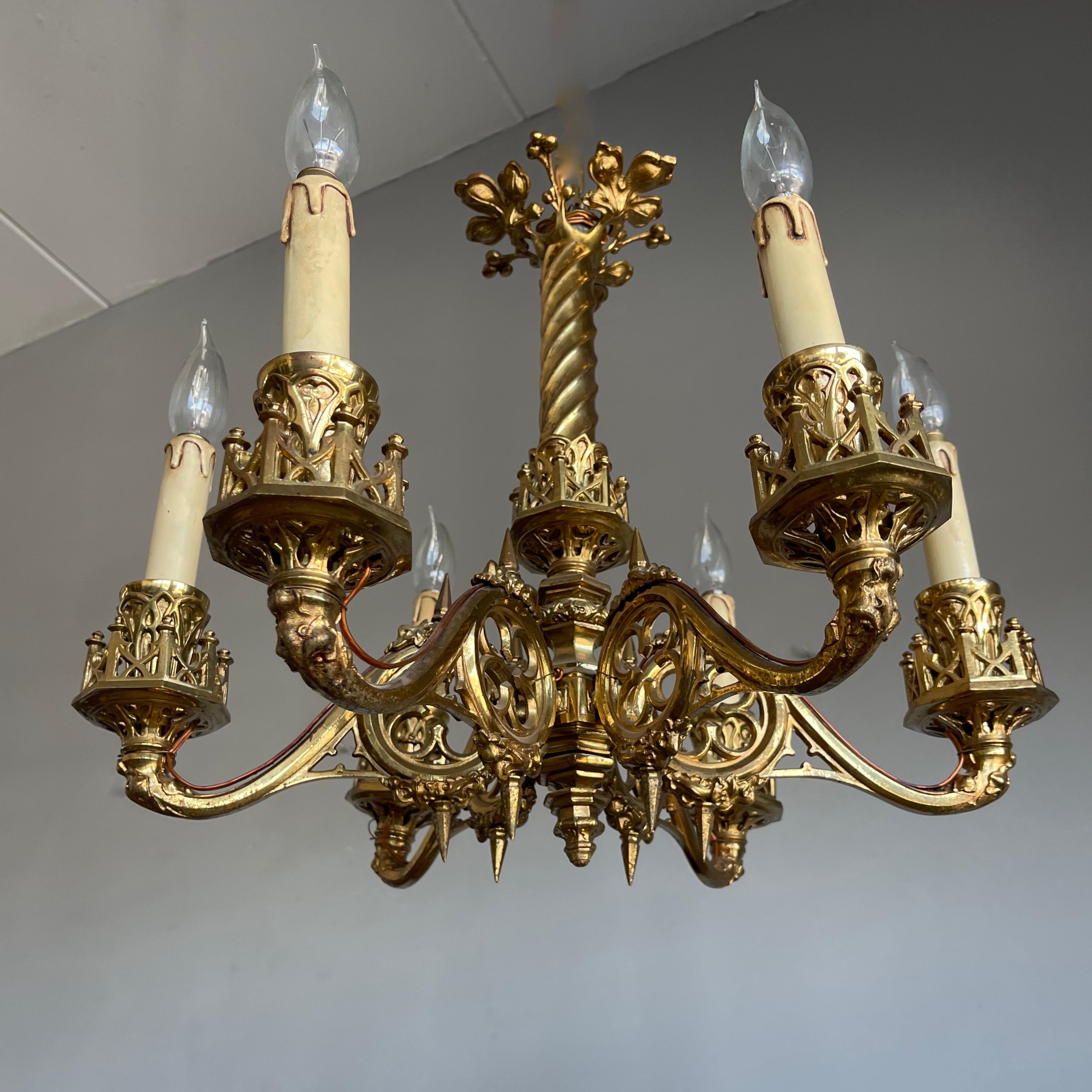 Small size and excellent condition, gilt light fixture with a great look and feel.

The amount of work that went into creating this striking little chandelier is almost unimaginable, especially in this day and age. Before you can start to cast the