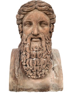 AMAZING HERM OF ZEUS IN ARCHAIC GREEK ROMAN FORM IN TERRACOTTA 21th Century