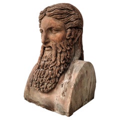 AMAZING HERM OF ZEUS IN ARCHAIC GREEK ROMAN FORM IN TERRACOTTA 21th Century