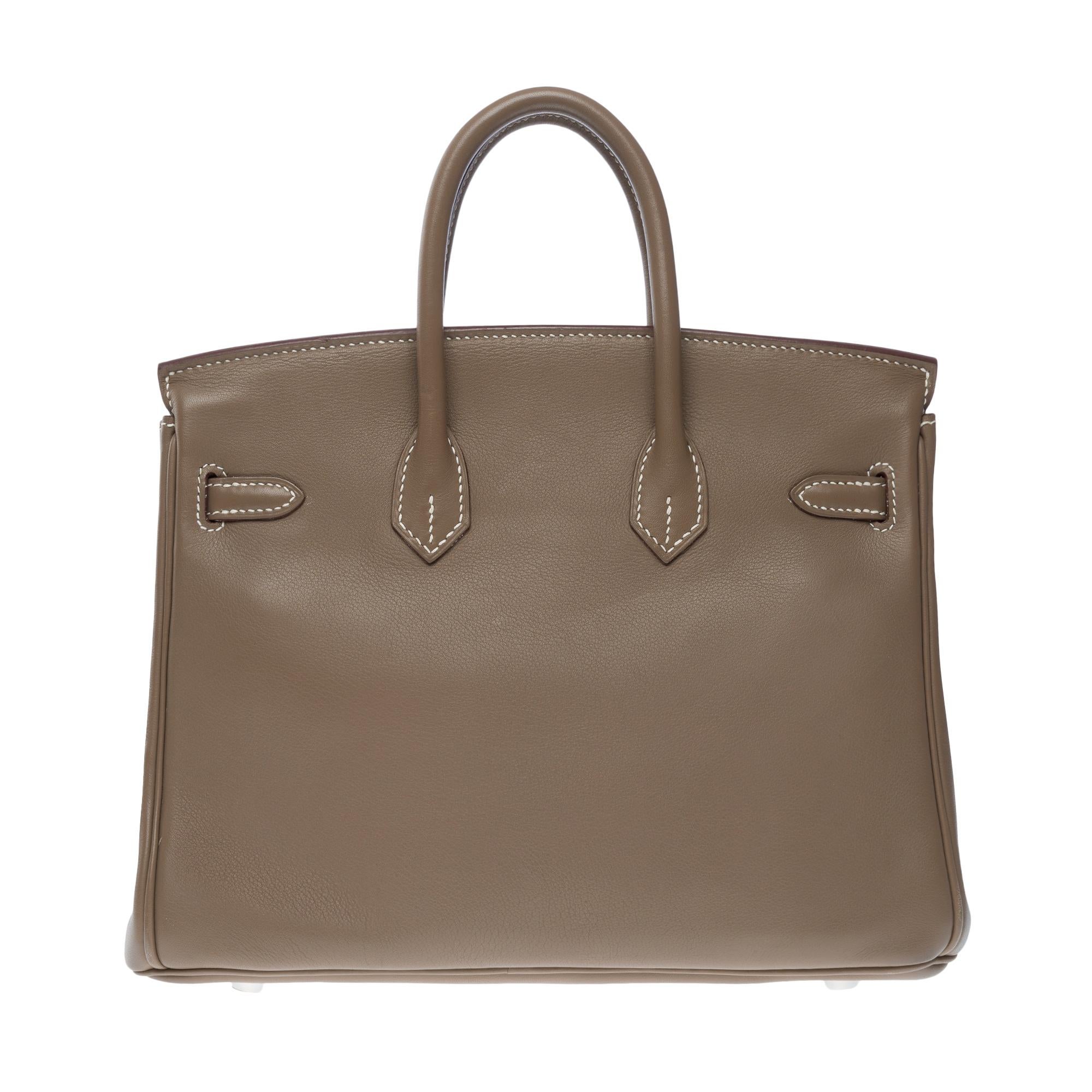 Women's Amazing Hermes Birkin 25cm handbag in Etoupe Swift Calf leather, SHW