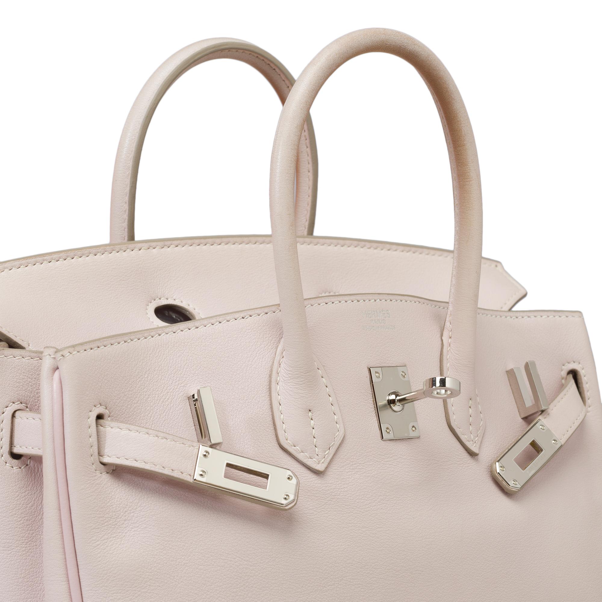 Amazing Hermes Birkin 25cm handbag in Rose Dragee Swift Calf leather, SHW For Sale 3