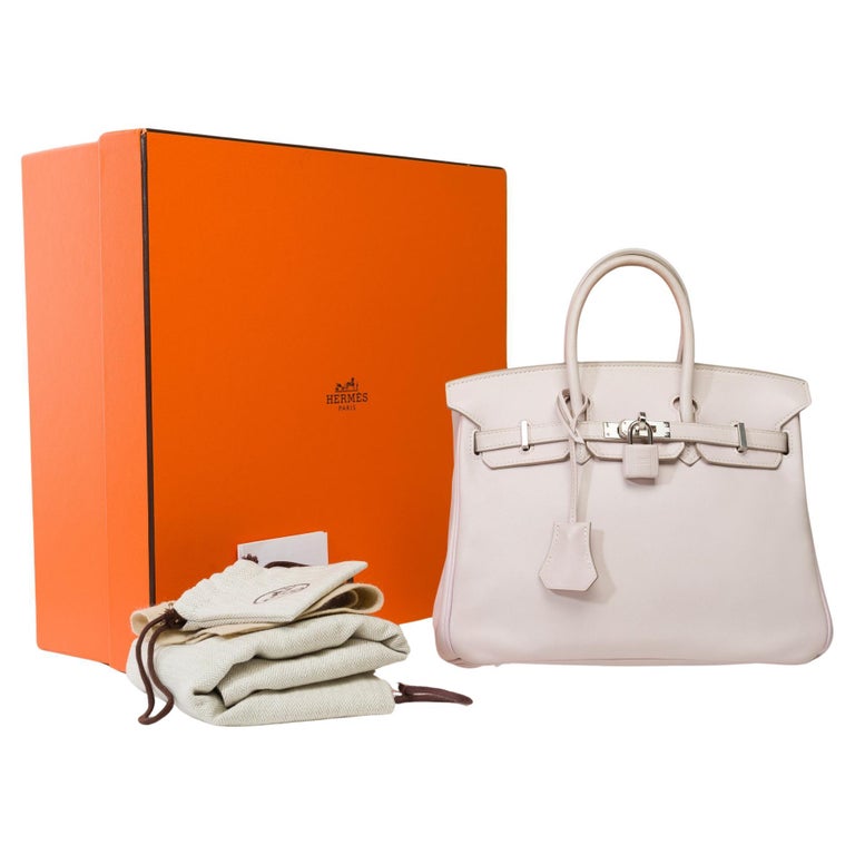 Amazing Hermes Birkin 25cm handbag in Rose Dragee Swift Calf leather, SHW