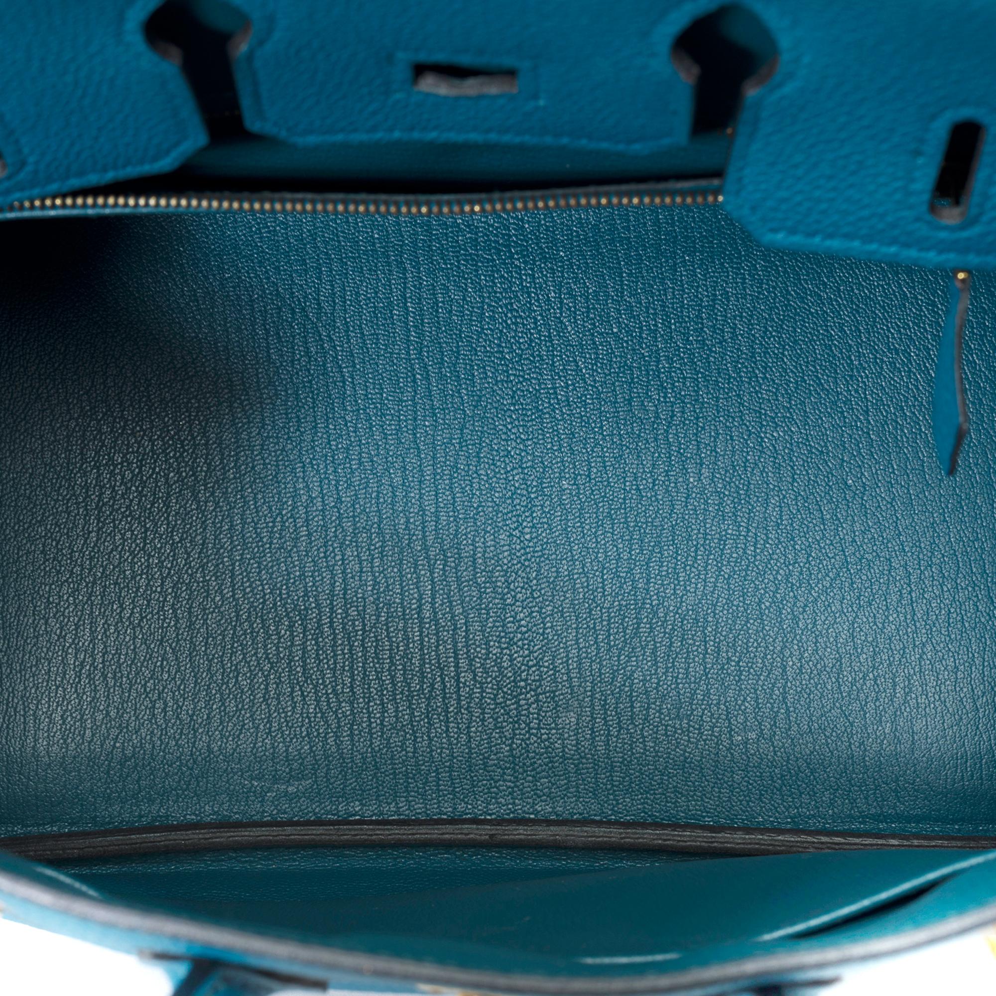 Magnifique sac à main Birkin 25 cm en cuir bleu cobalt Togo, GHW en vente 6