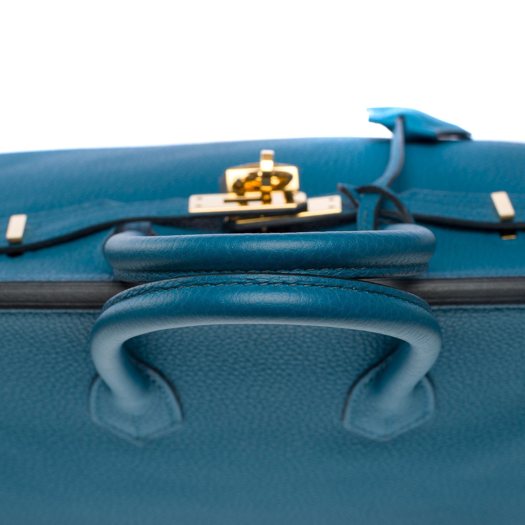 Amazing Hermes Birkin 25cm handbag in Togo Blue Cobalt leather, GHW For Sale 7