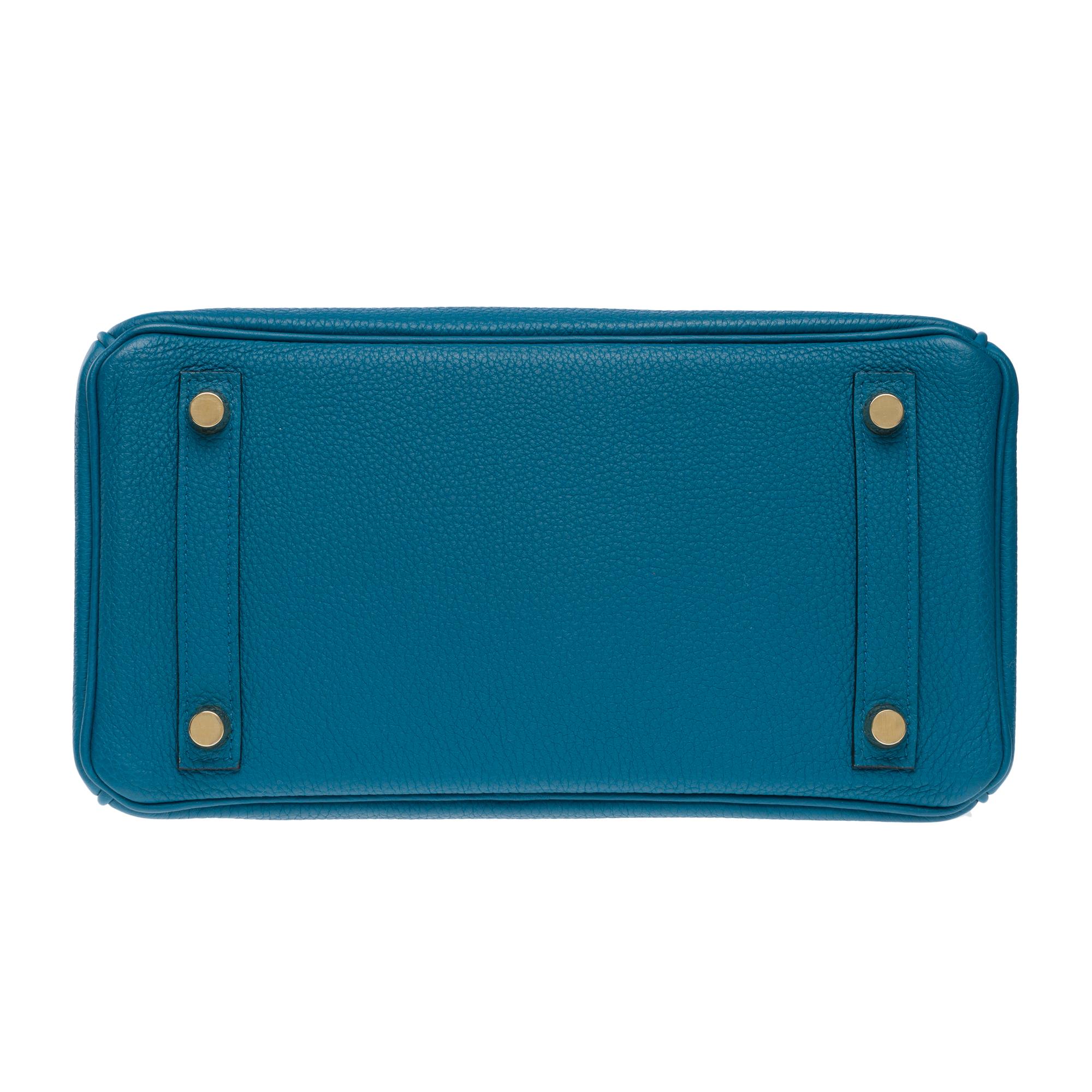 Amazing Hermes Birkin 25cm handbag in Togo Blue Cobalt leather, GHW For Sale 8