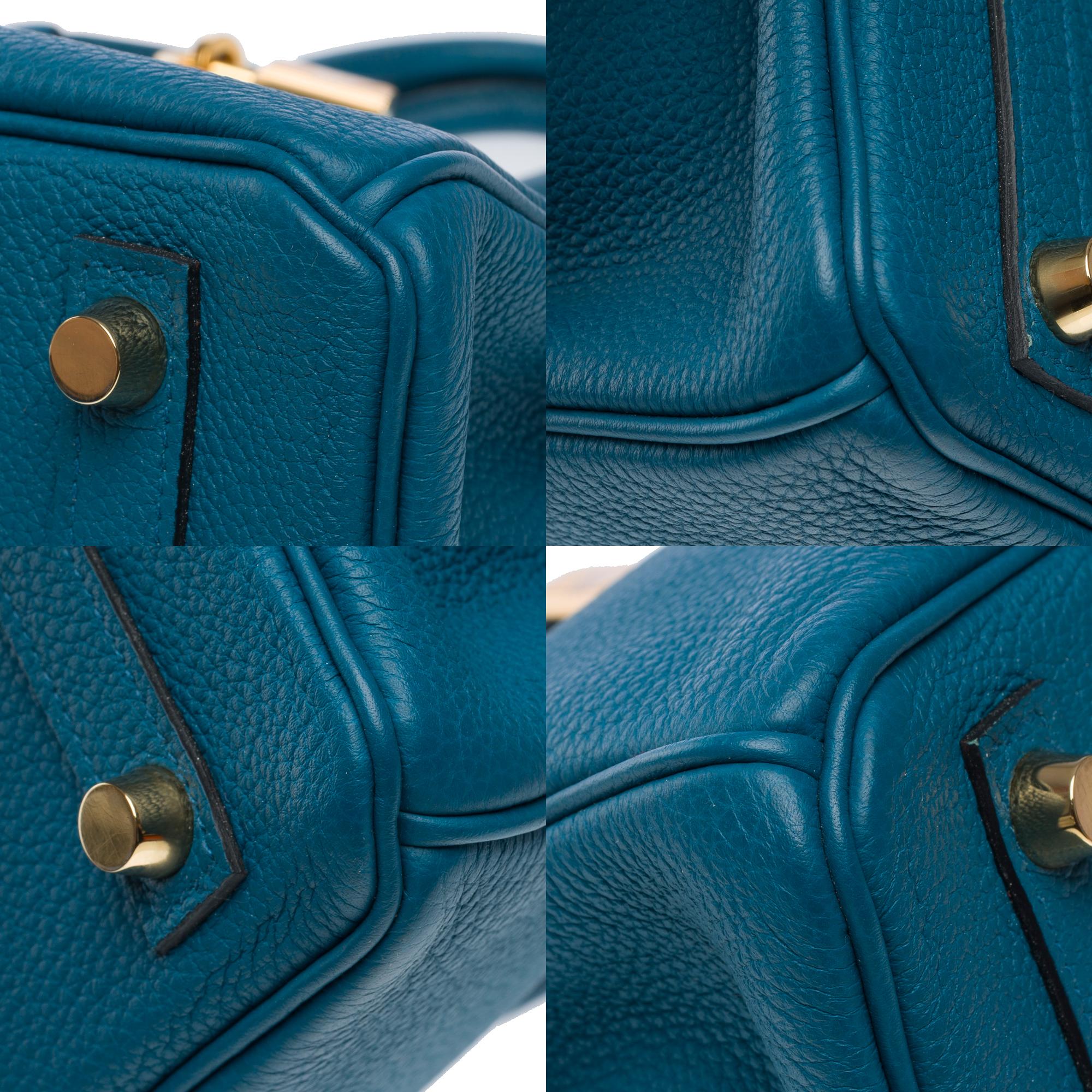 Amazing Hermes Birkin 25cm handbag in Togo Blue Cobalt leather, GHW For Sale 9