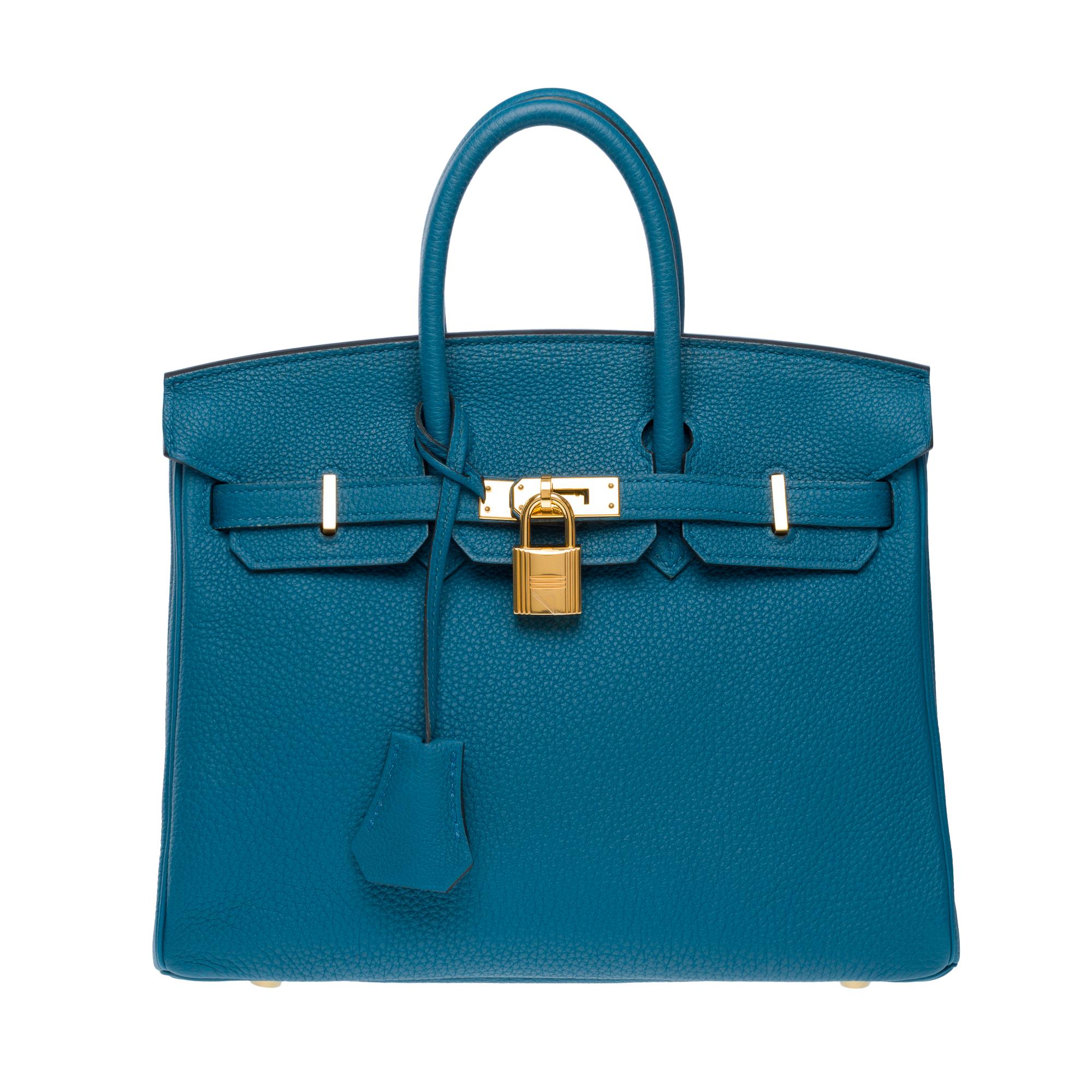 Erstaunlich Hermes Birkin 25cm Handtasche in Togo Blau Kobalt Leder, GHW Damen im Angebot