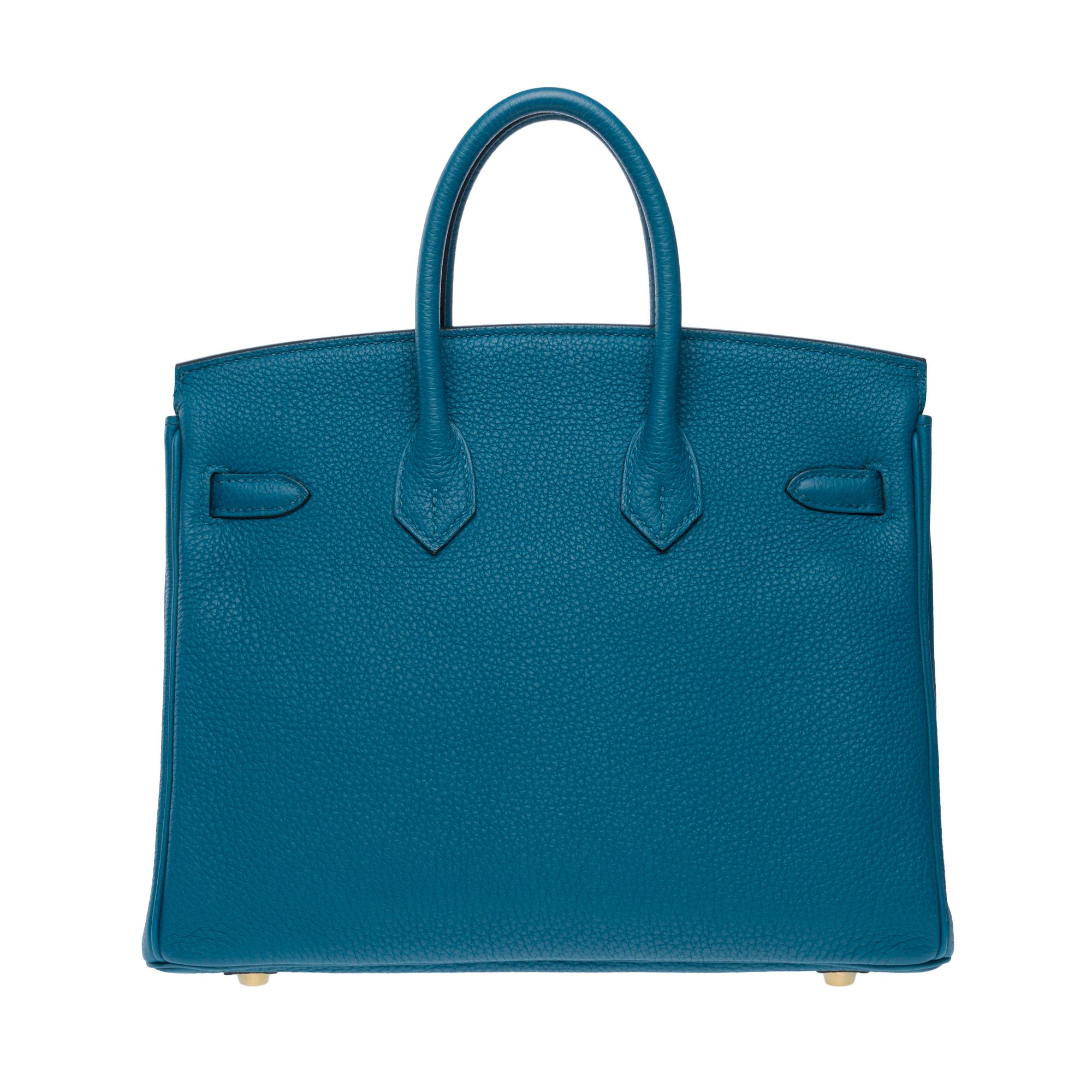 Magnifique sac à main Birkin 25 cm en cuir bleu cobalt Togo, GHW en vente 1