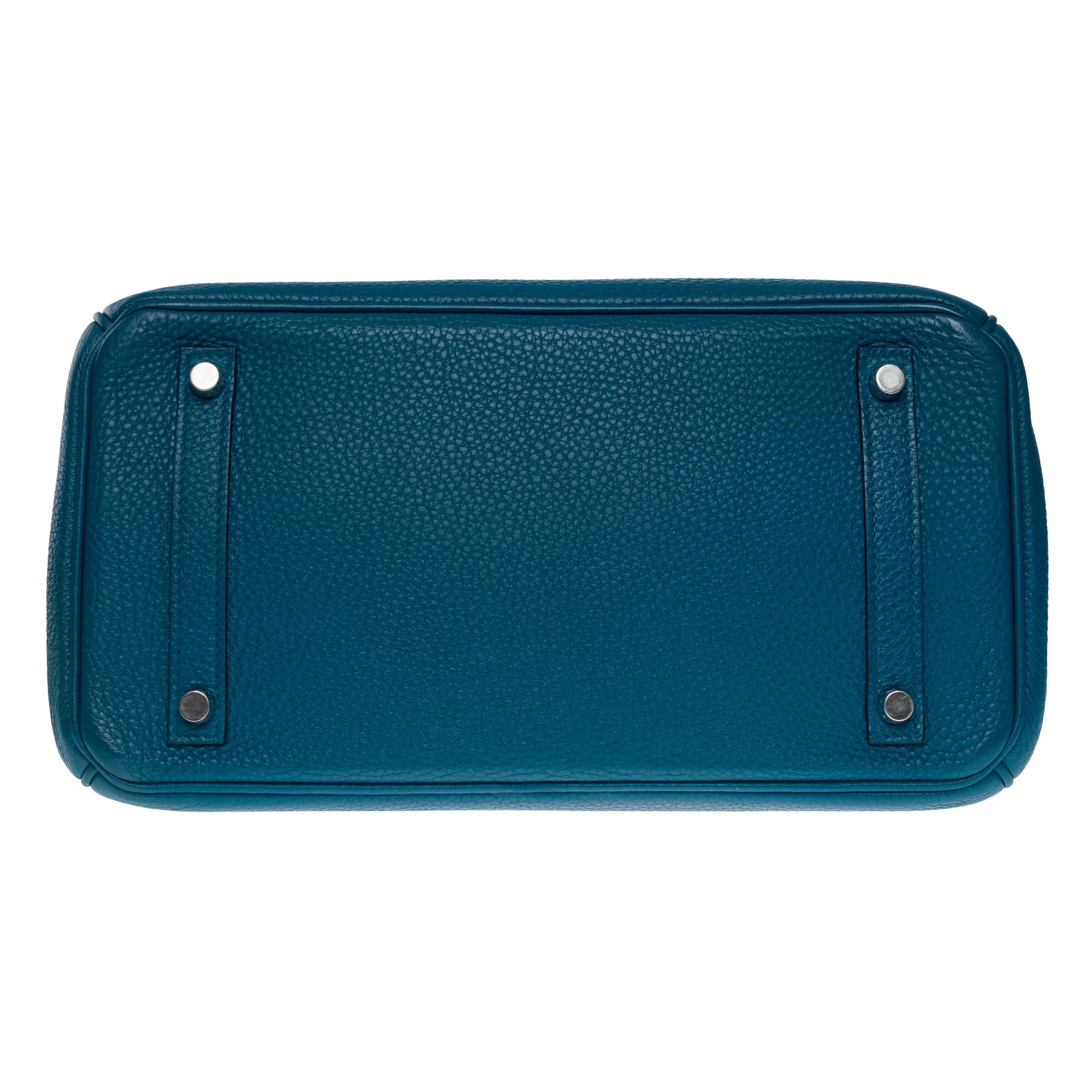 Amazing Hermès Birkin 30 handbag in Blue Colvert Togo leather, SHW 6