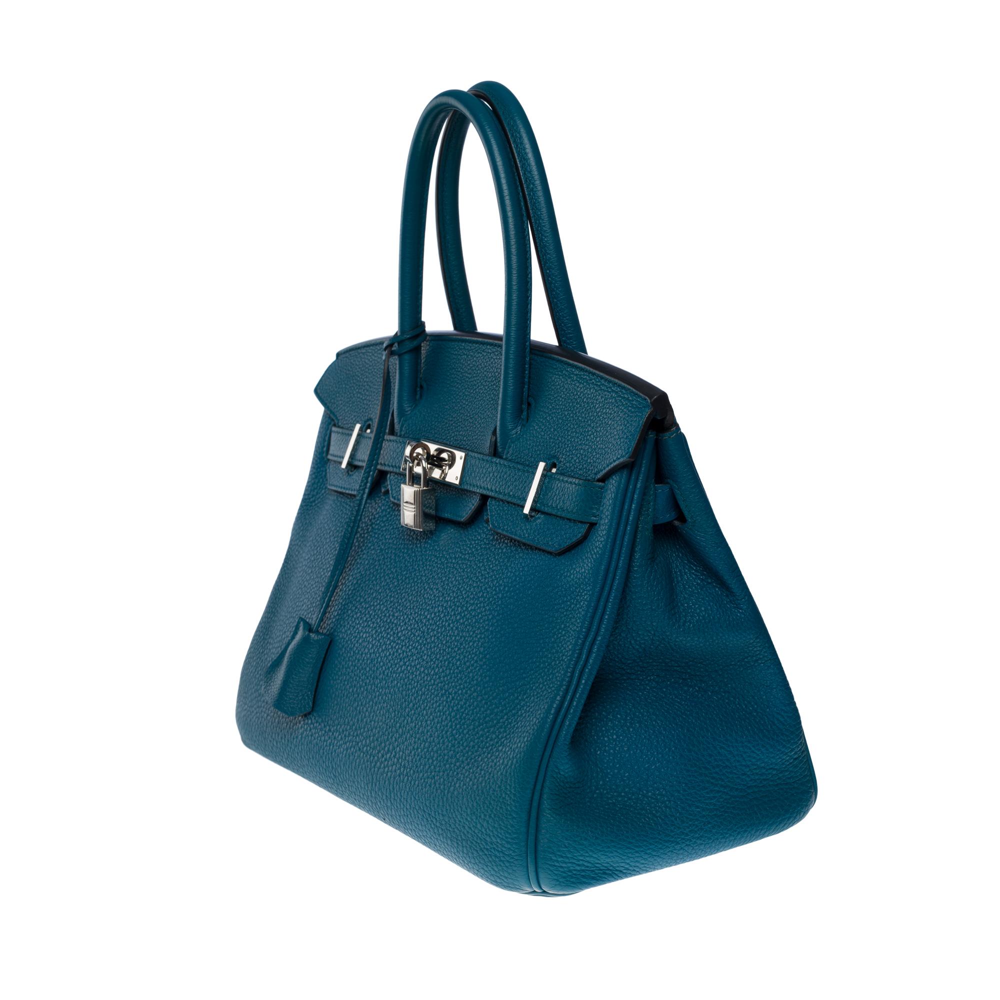 Women's Amazing Hermès Birkin 30 handbag in Blue Colvert Togo leather, SHW