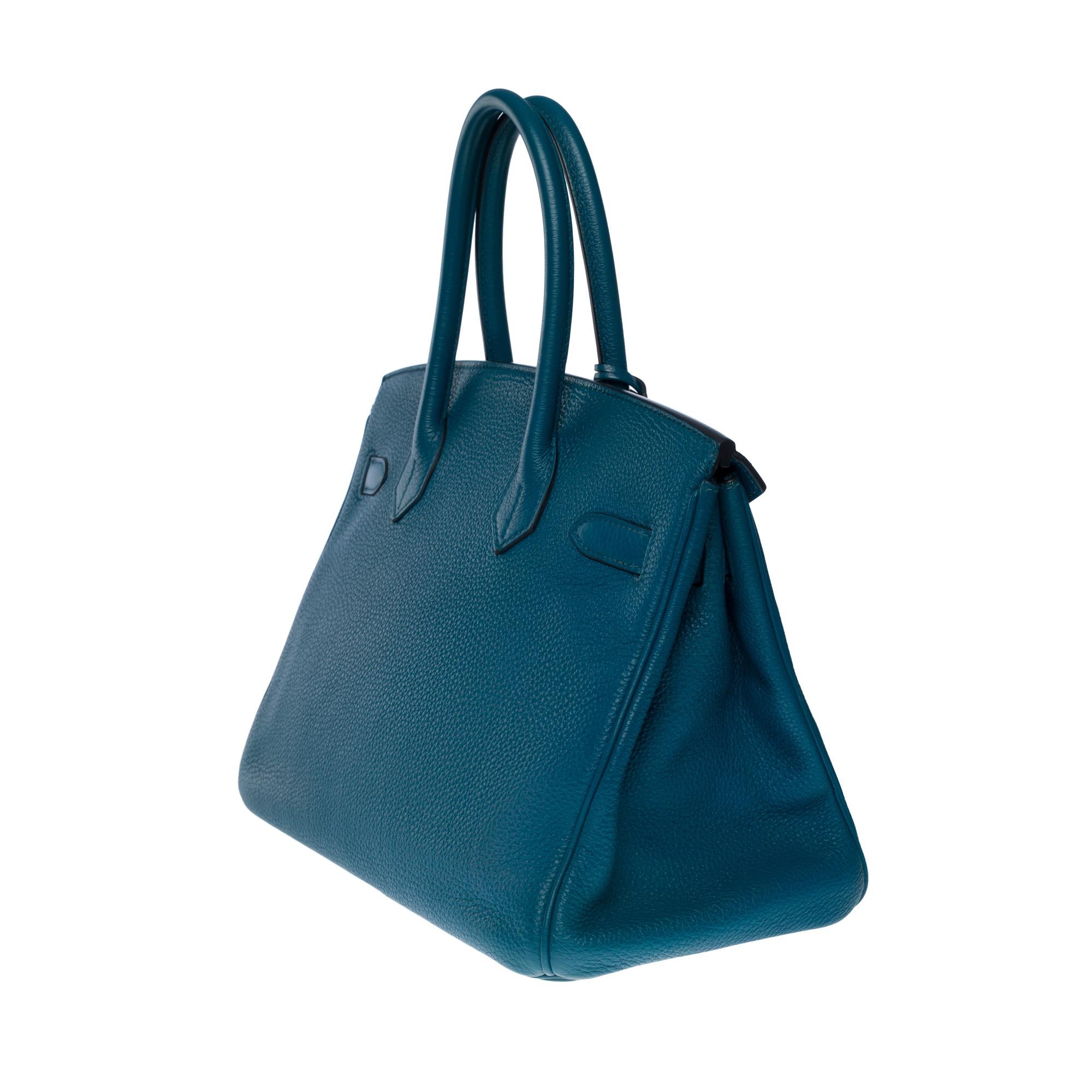 Amazing Hermès Birkin 30 handbag in Blue Colvert Togo leather, SHW 1