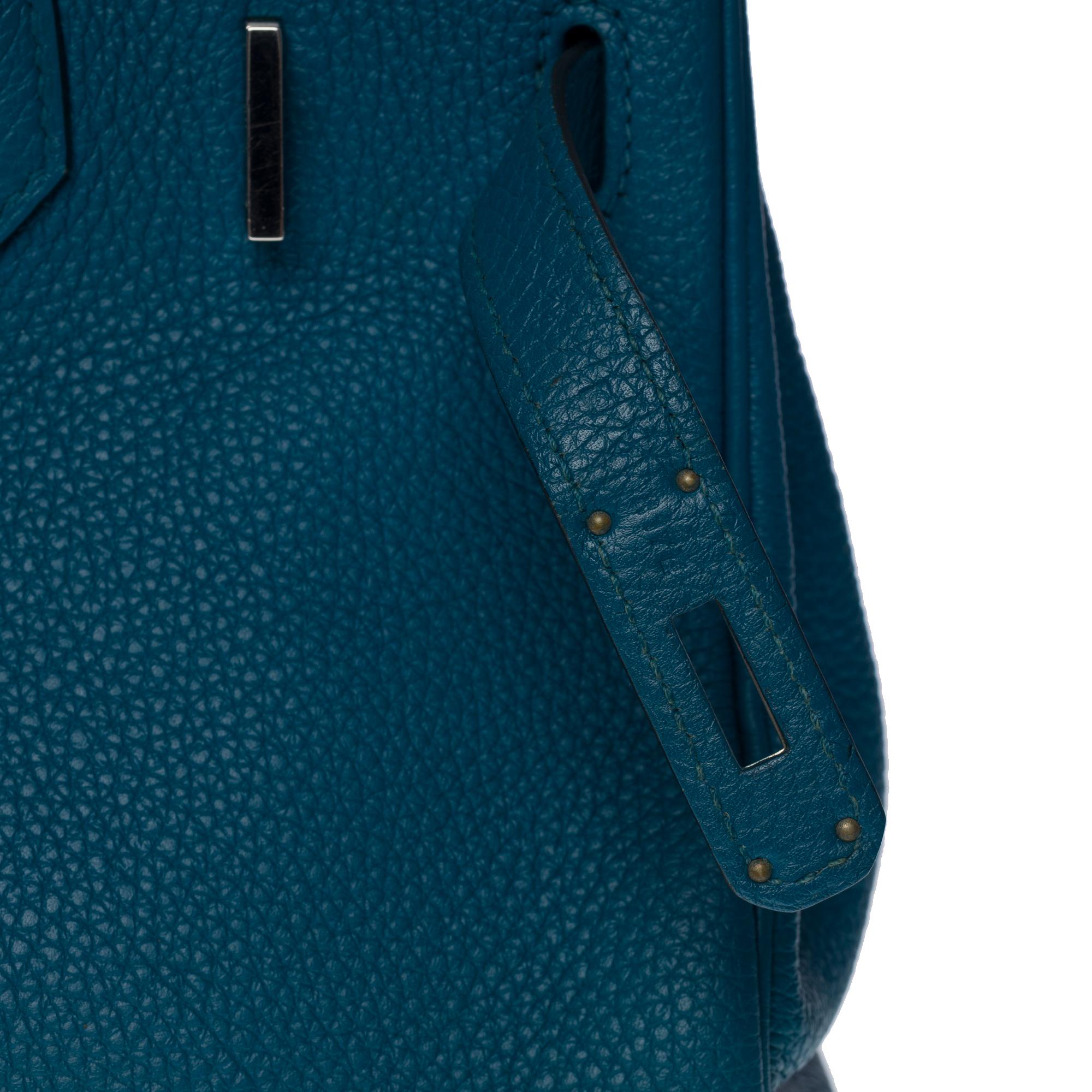 Amazing Hermès Birkin 30 handbag in Blue Colvert Togo leather, SHW 3