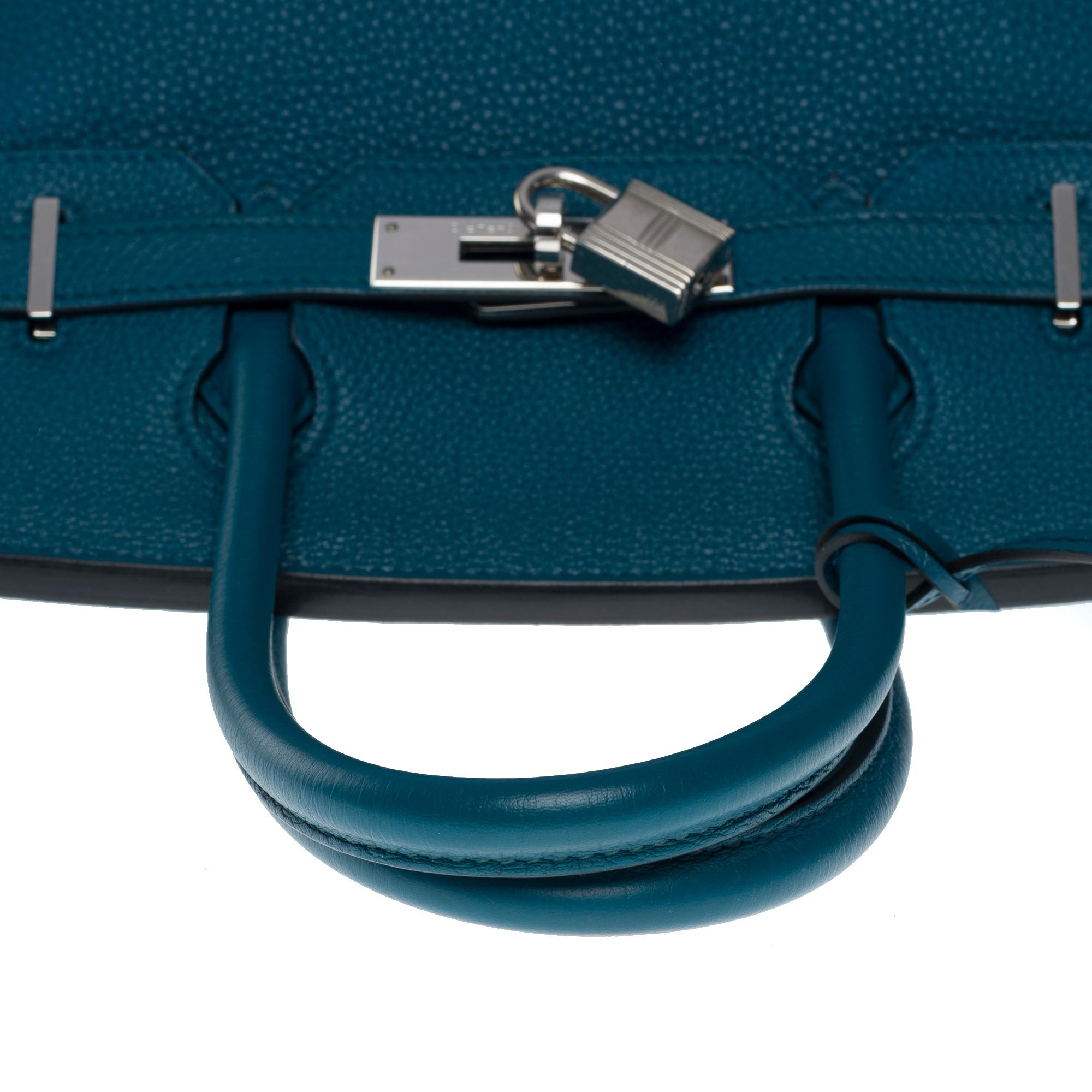 Amazing Hermès Birkin 30 handbag in Blue Colvert Togo leather, SHW 5