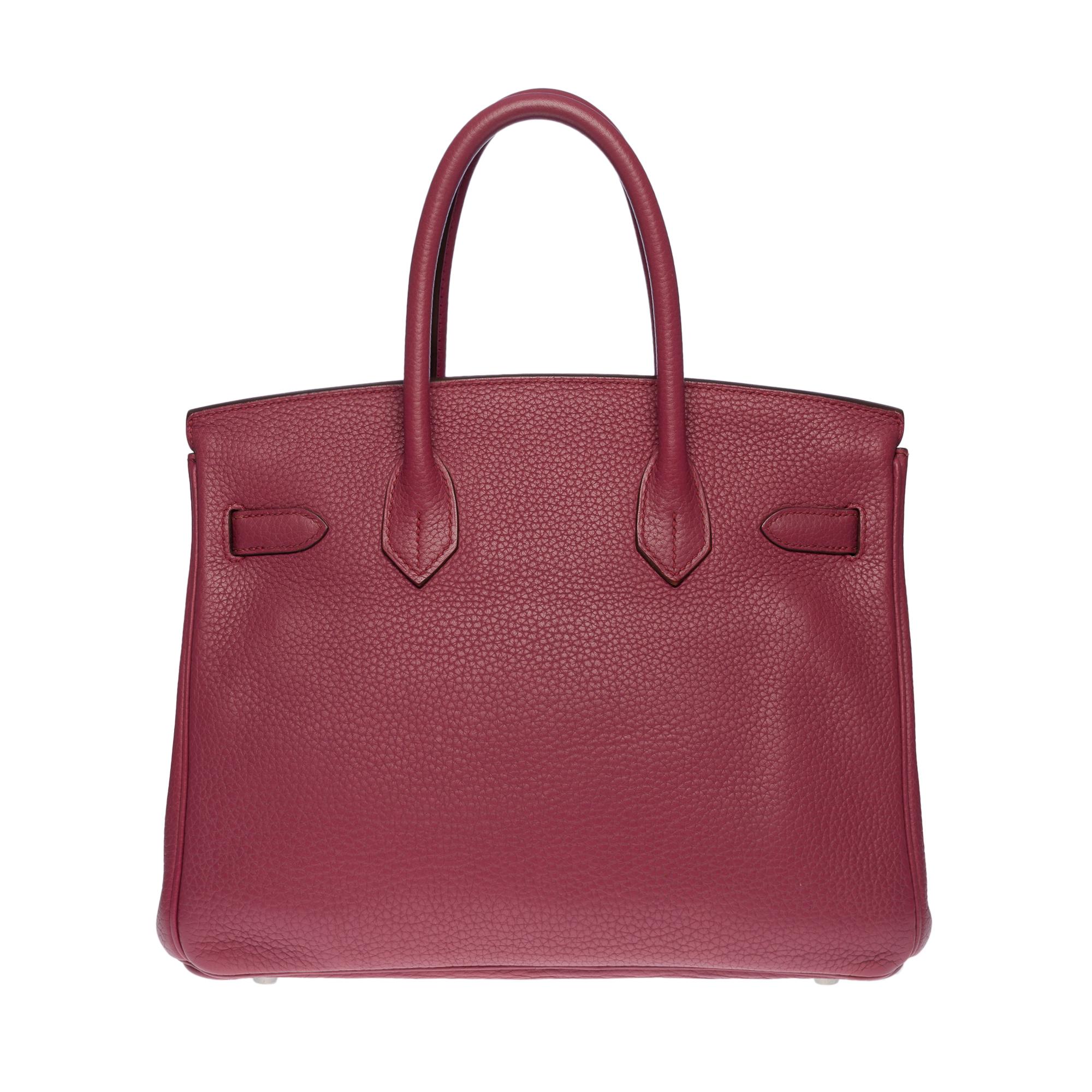 Marron Superbe sac à main Hermès Birkin 30 en cuir Bois de rose Togo, SHW en vente