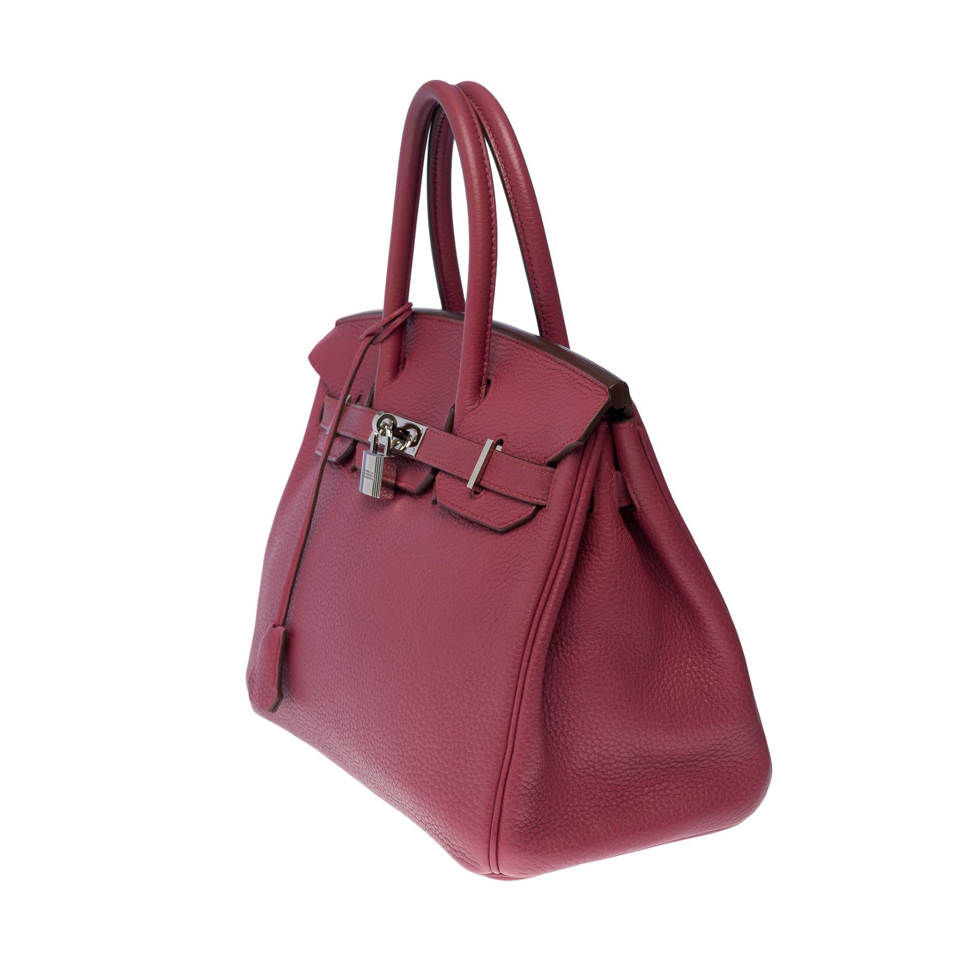 Superbe sac à main Hermès Birkin 30 en cuir Bois de rose Togo, SHW Bon état - En vente à Paris, IDF