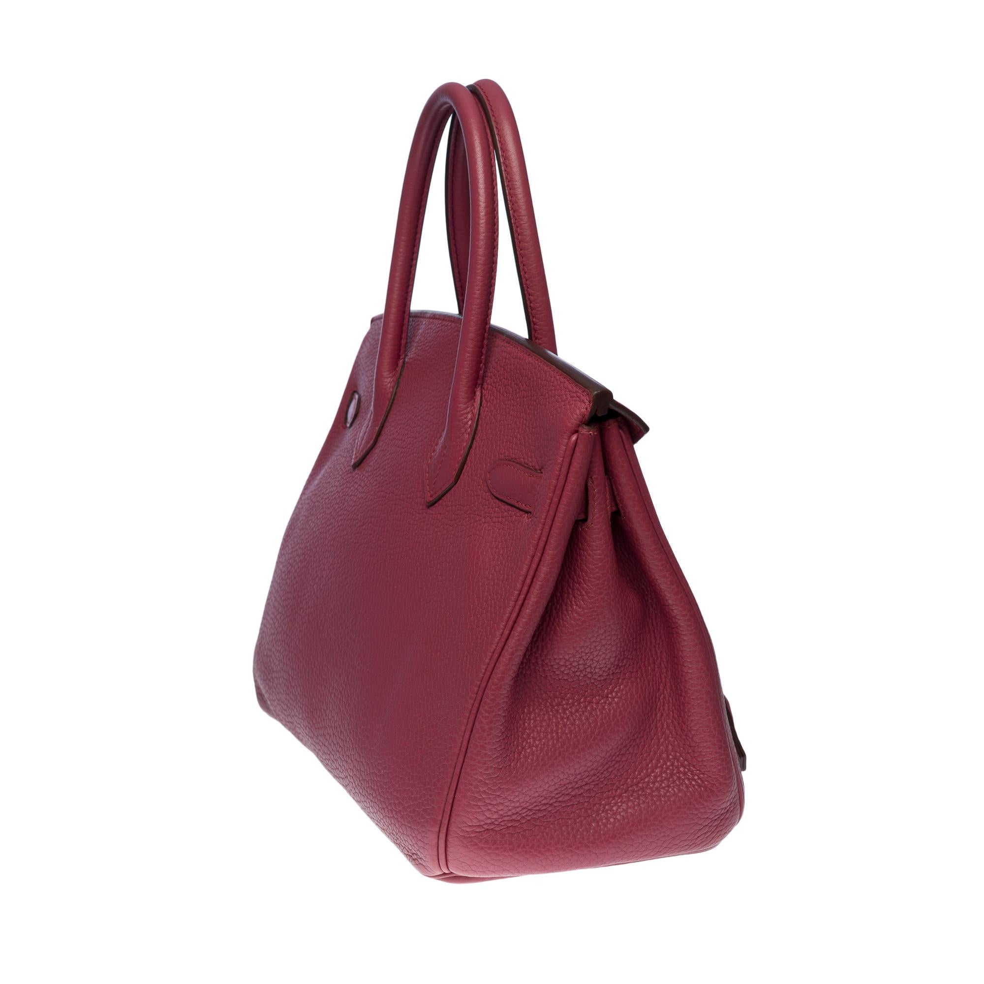 Superbe sac à main Hermès Birkin 30 en cuir Bois de rose Togo, SHW Pour femmes en vente