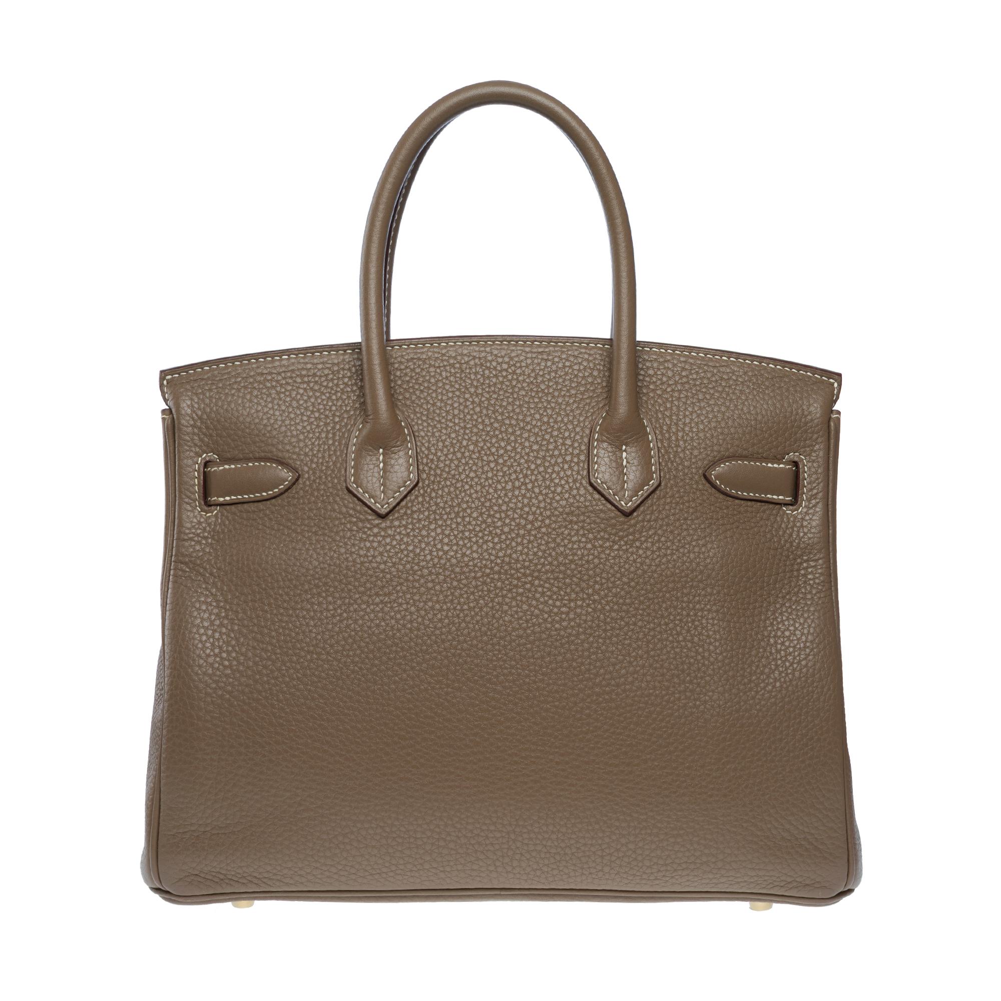 Amazing Hermès Birkin 30 handbag in etoupe Togo leather, GHW In Excellent Condition For Sale In Paris, IDF