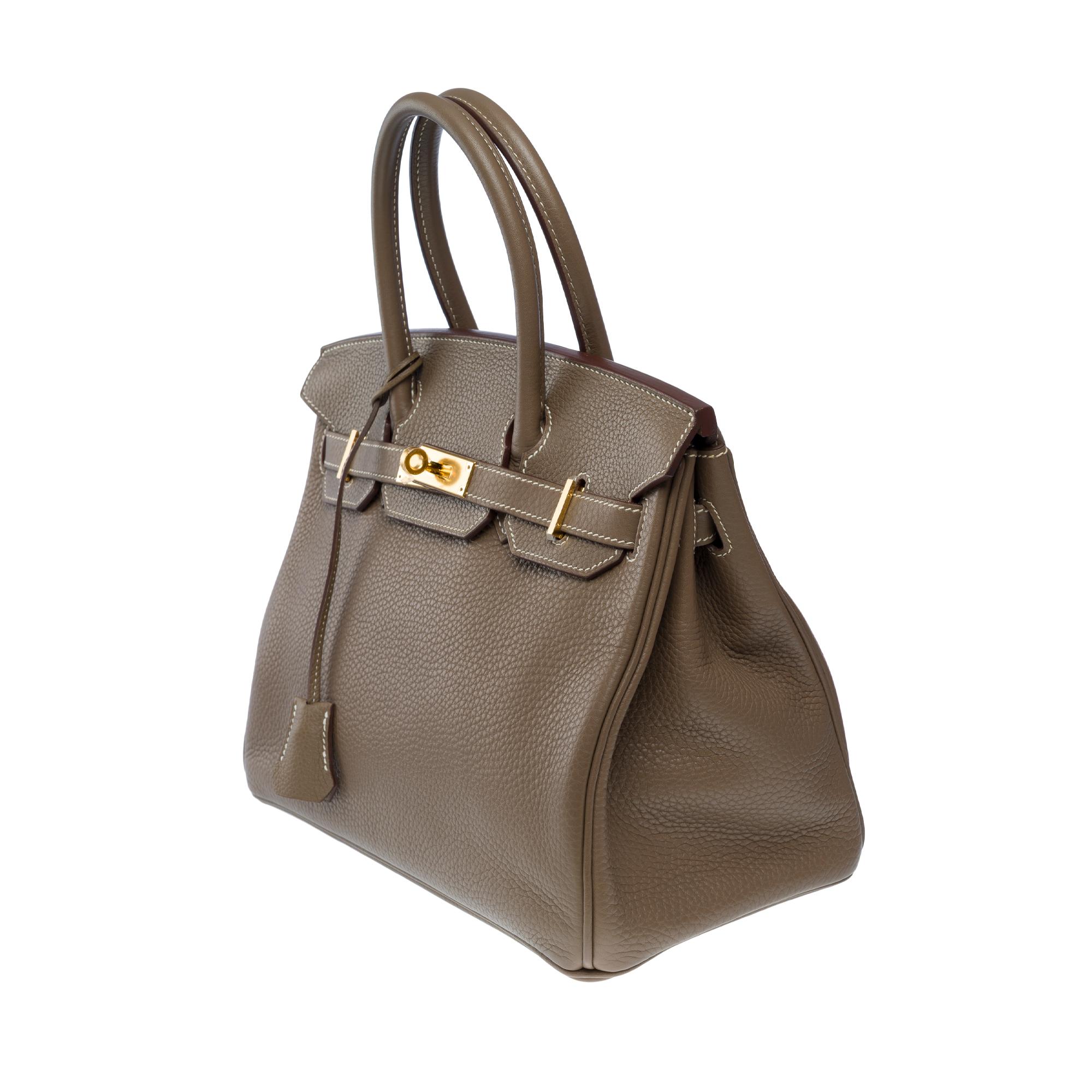 Women's Amazing Hermès Birkin 30 handbag in etoupe Togo leather, GHW For Sale
