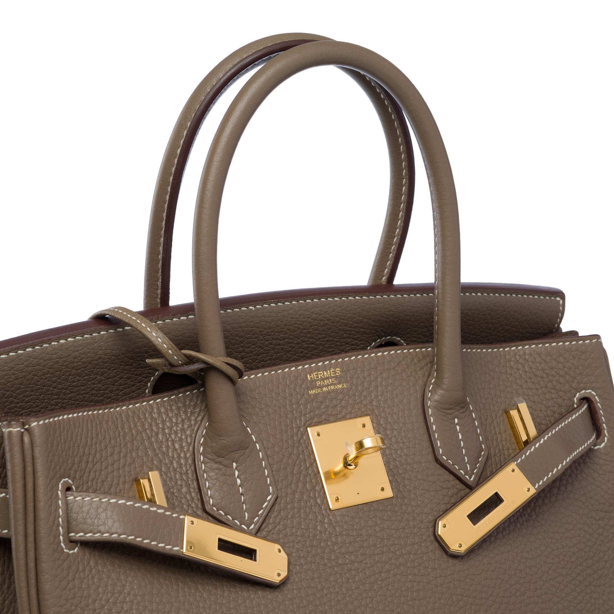 Amazing Hermès Birkin 30 handbag in etoupe Togo leather, GHW For Sale 2