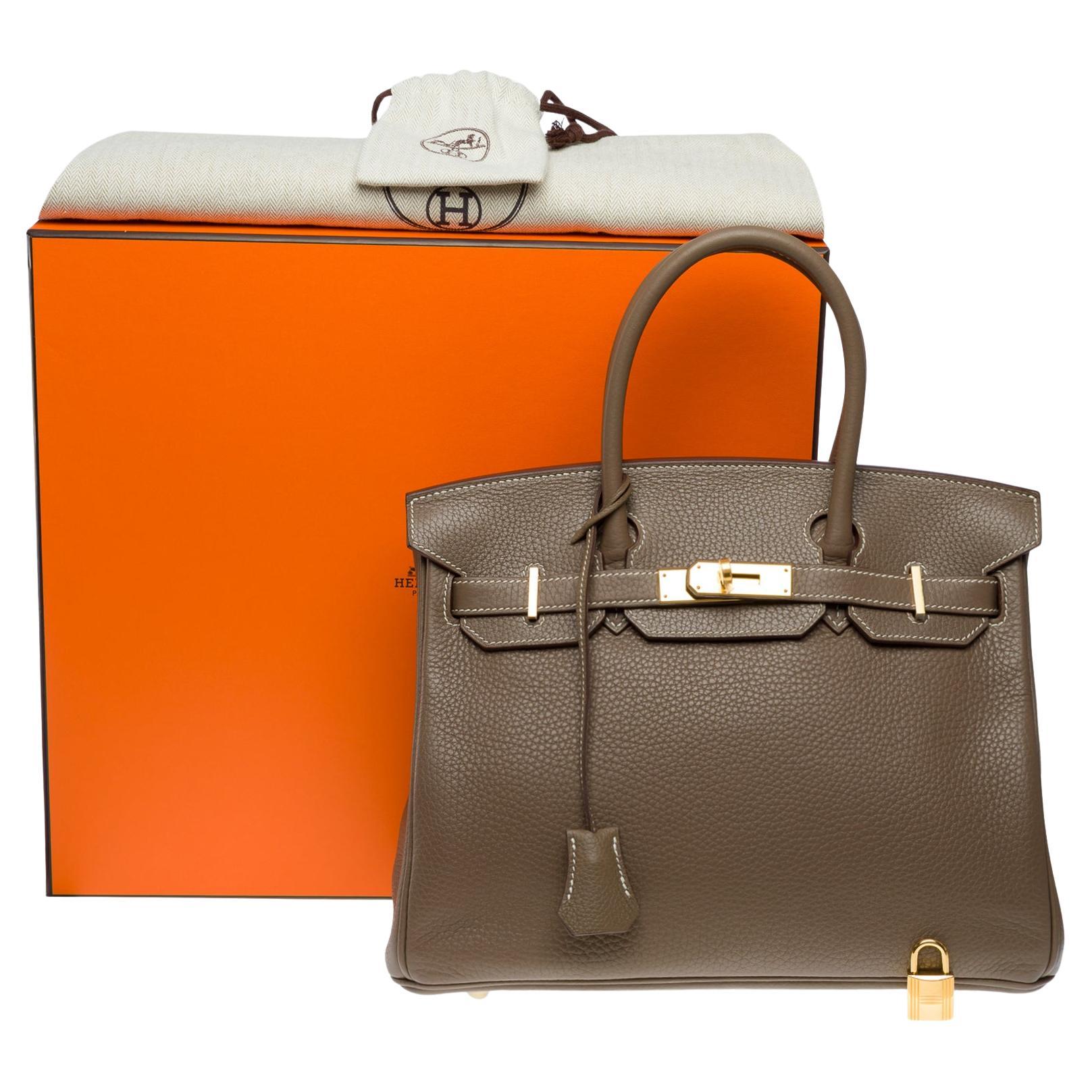 Amazing Hermès Birkin 30 handbag in etoupe Togo leather, GHW For Sale
