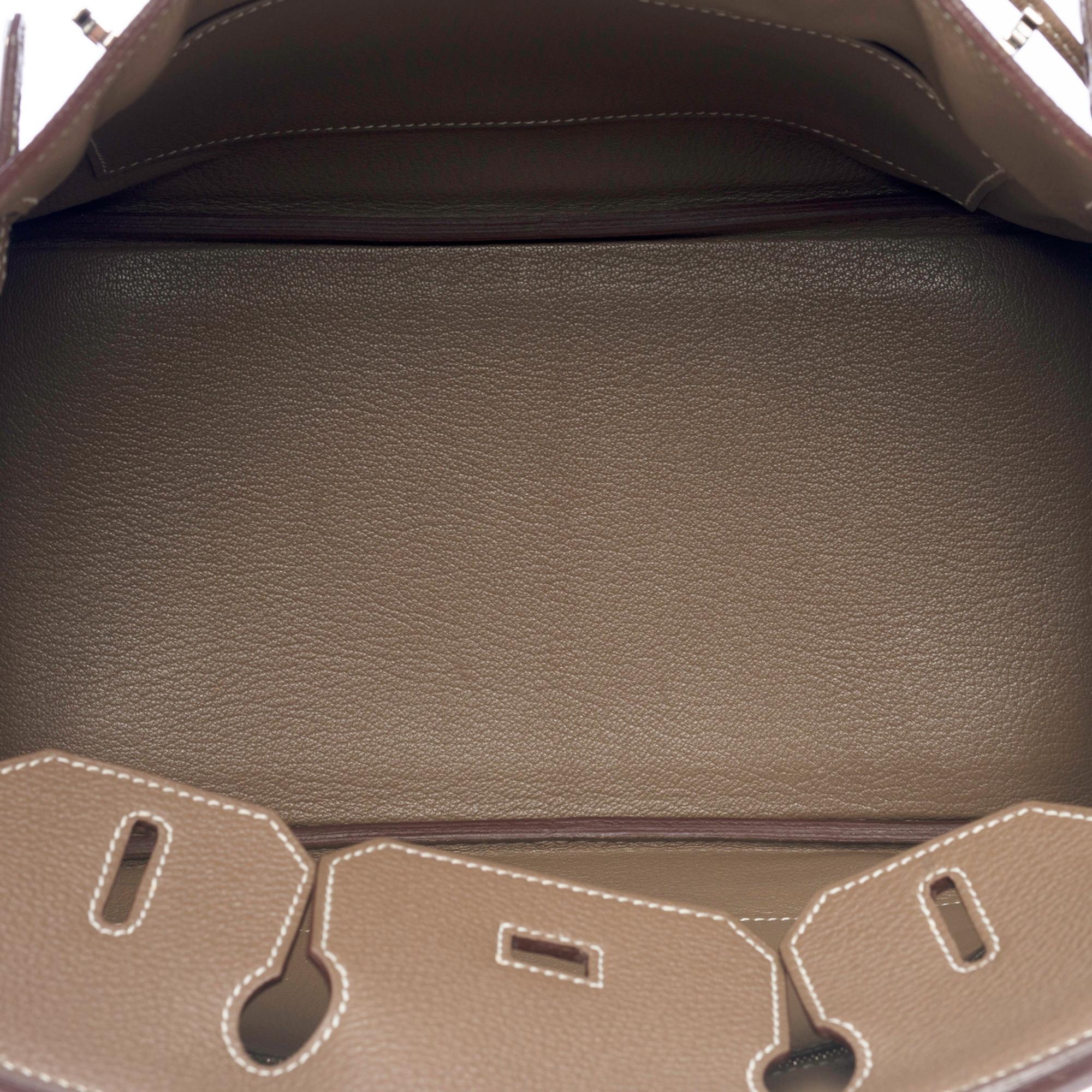 Amazing Hermès Birkin 30 handbag in etoupe Togo leather, SHW In Excellent Condition In Paris, IDF