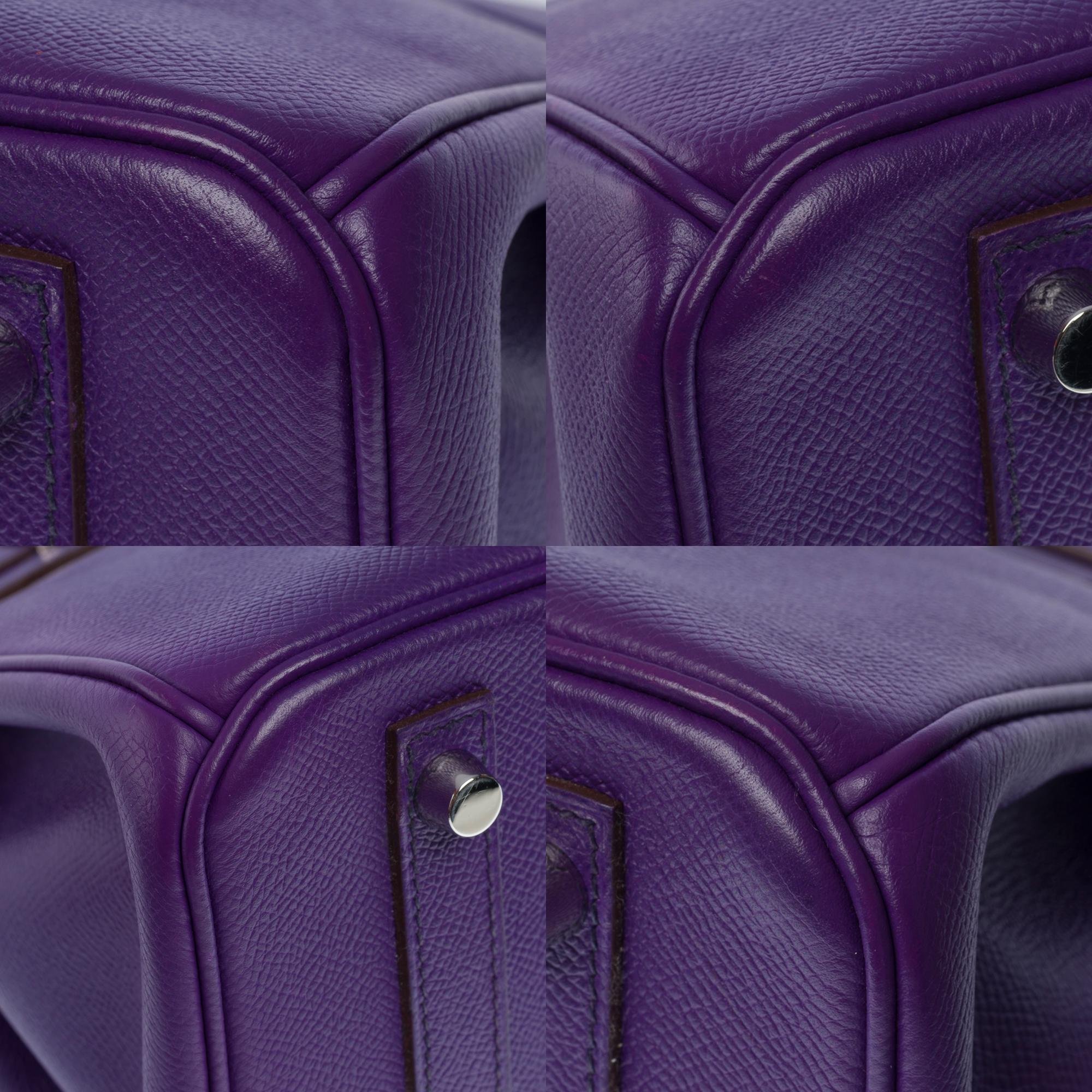 Amazing Hermès Birkin 30 handbag in Iris Epsom leather, SHW For Sale 6