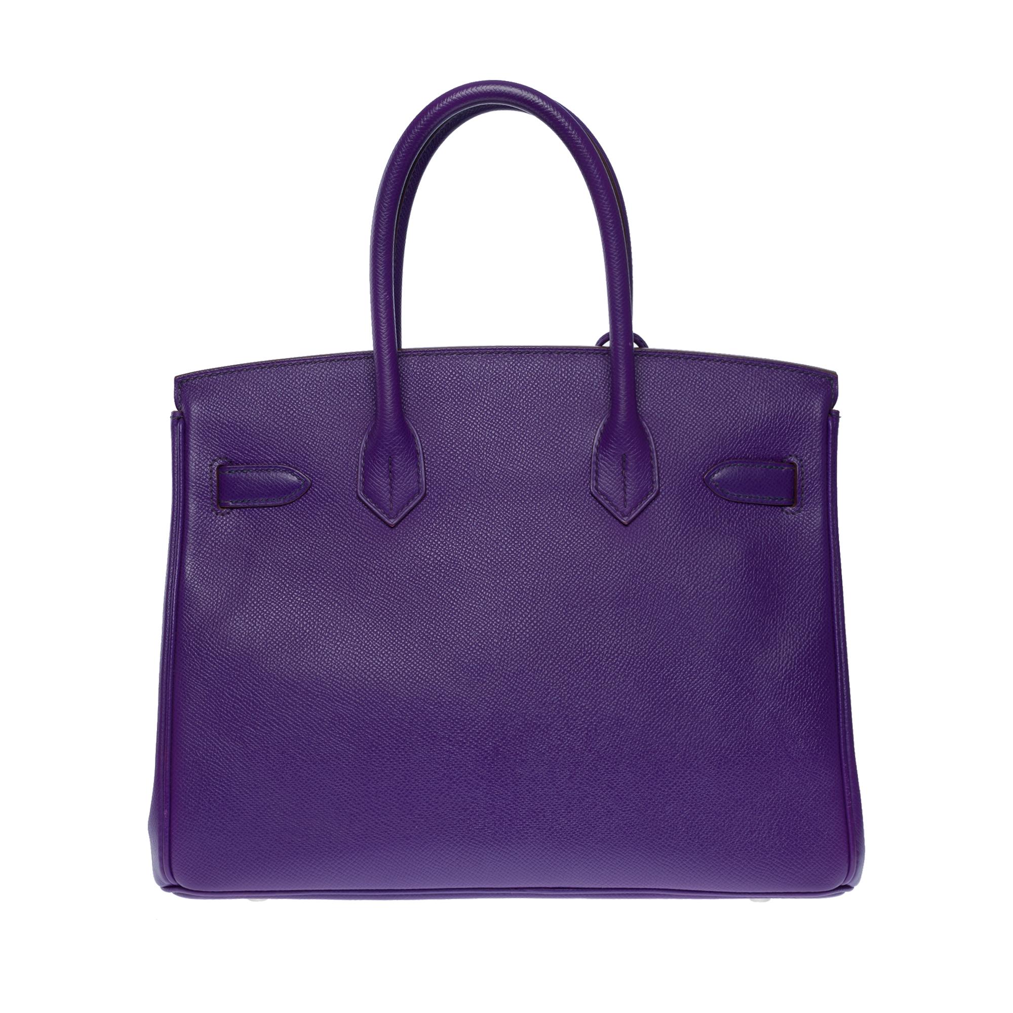 Purple Amazing Hermès Birkin 30 handbag in Iris Epsom leather, SHW For Sale