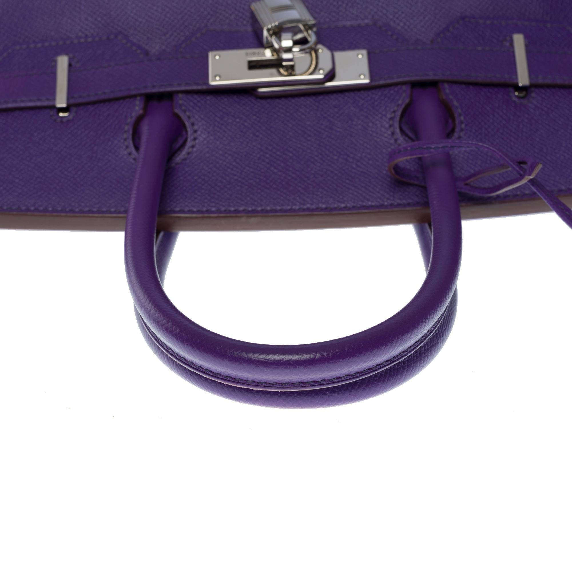 Amazing Hermès Birkin 30 handbag in Iris Epsom leather, SHW For Sale 4