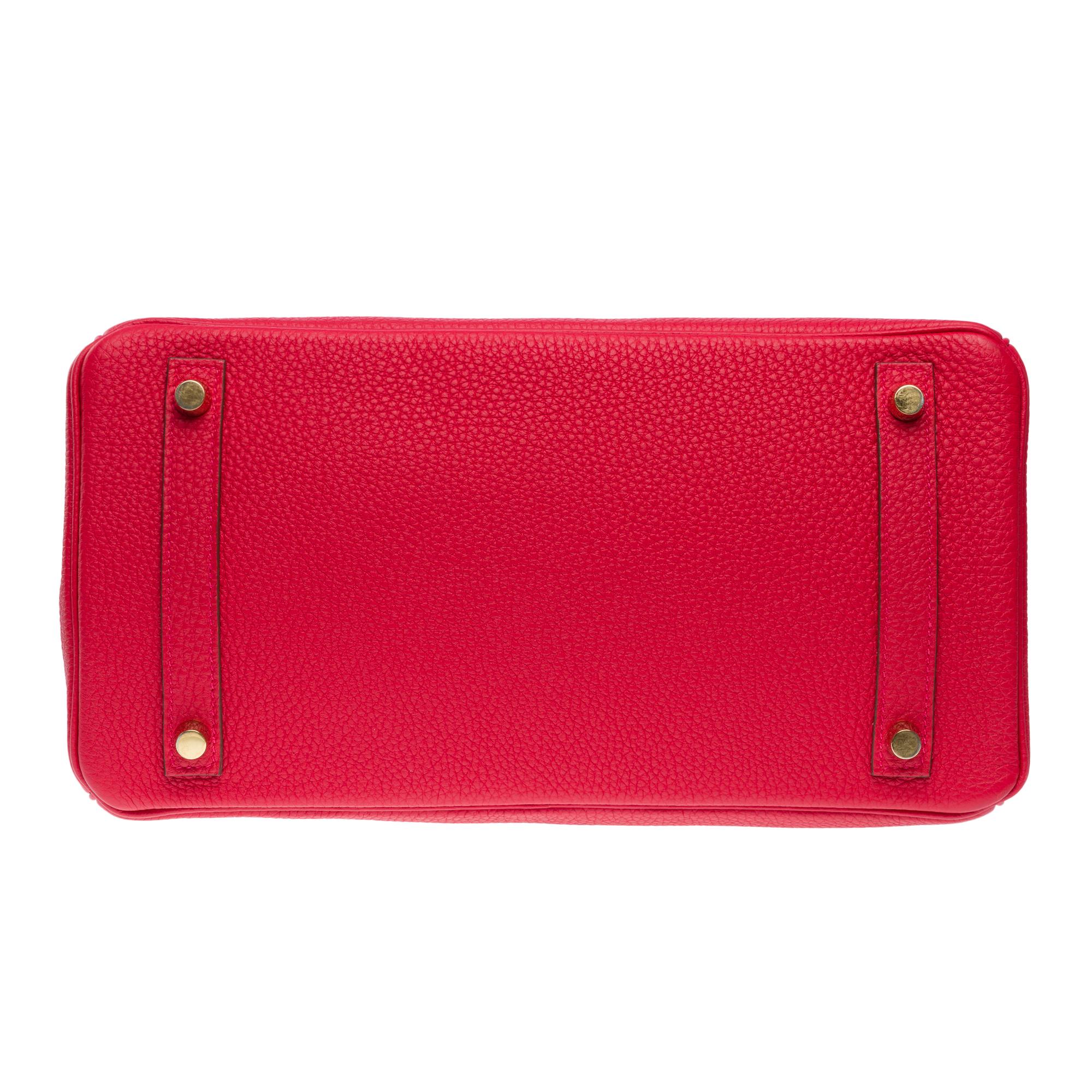 Amazing Hermès Birkin 30 handbag in Rouge Casaque Togo leather, GHW 6