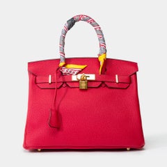Amazing Hermès Birkin 30 handbag in Rouge Casaque Togo leather, GHW