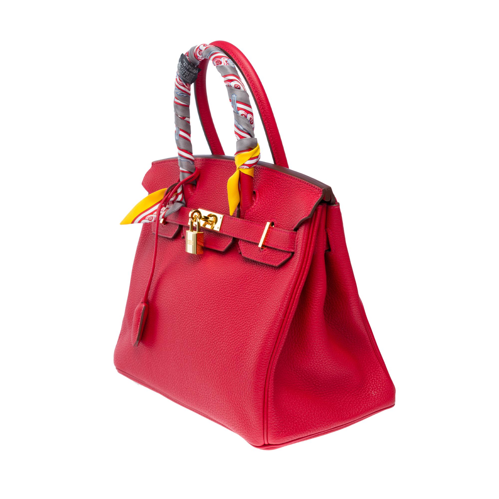 Women's Amazing Hermès Birkin 30 handbag in Rouge Casaque Togo leather, GHW