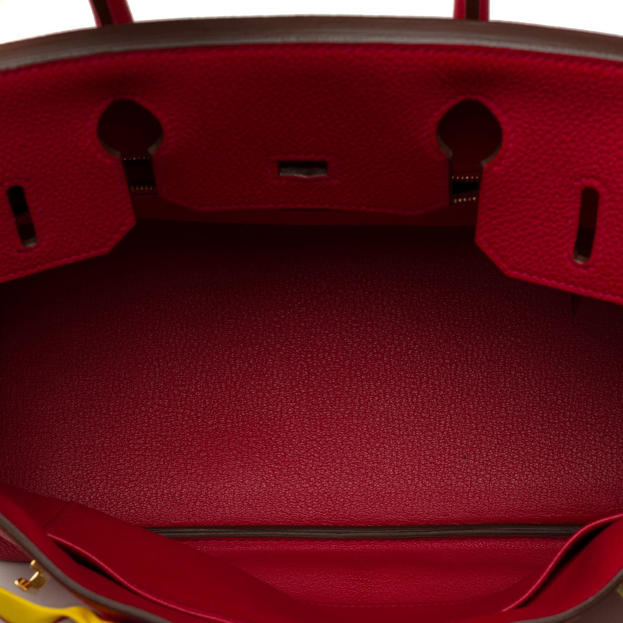 Amazing Hermès Birkin 30 handbag in Rouge Casaque Togo leather, GHW 4