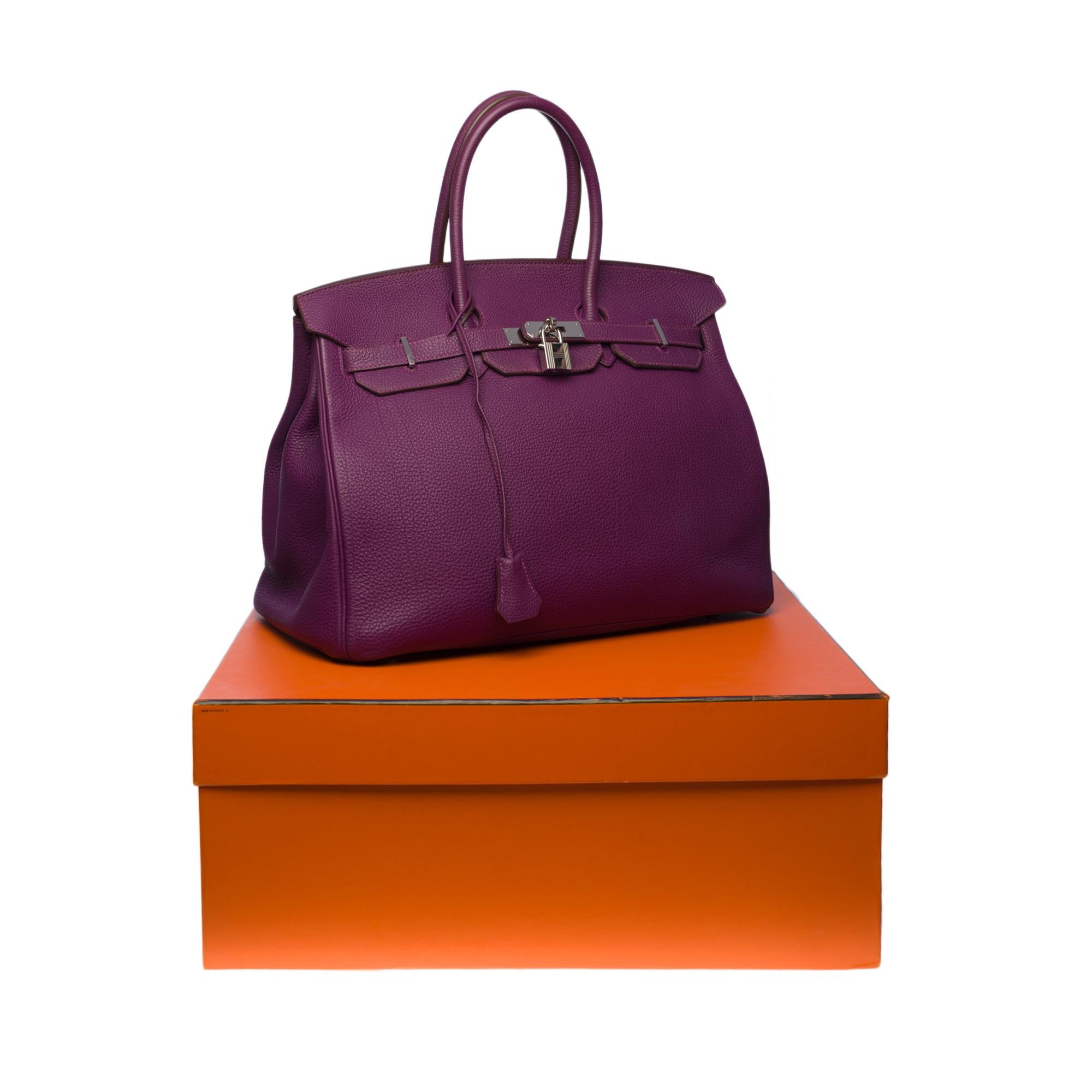 Amazing Hermès Birkin 35 handbag in Anémone Togo leather, SHW 6