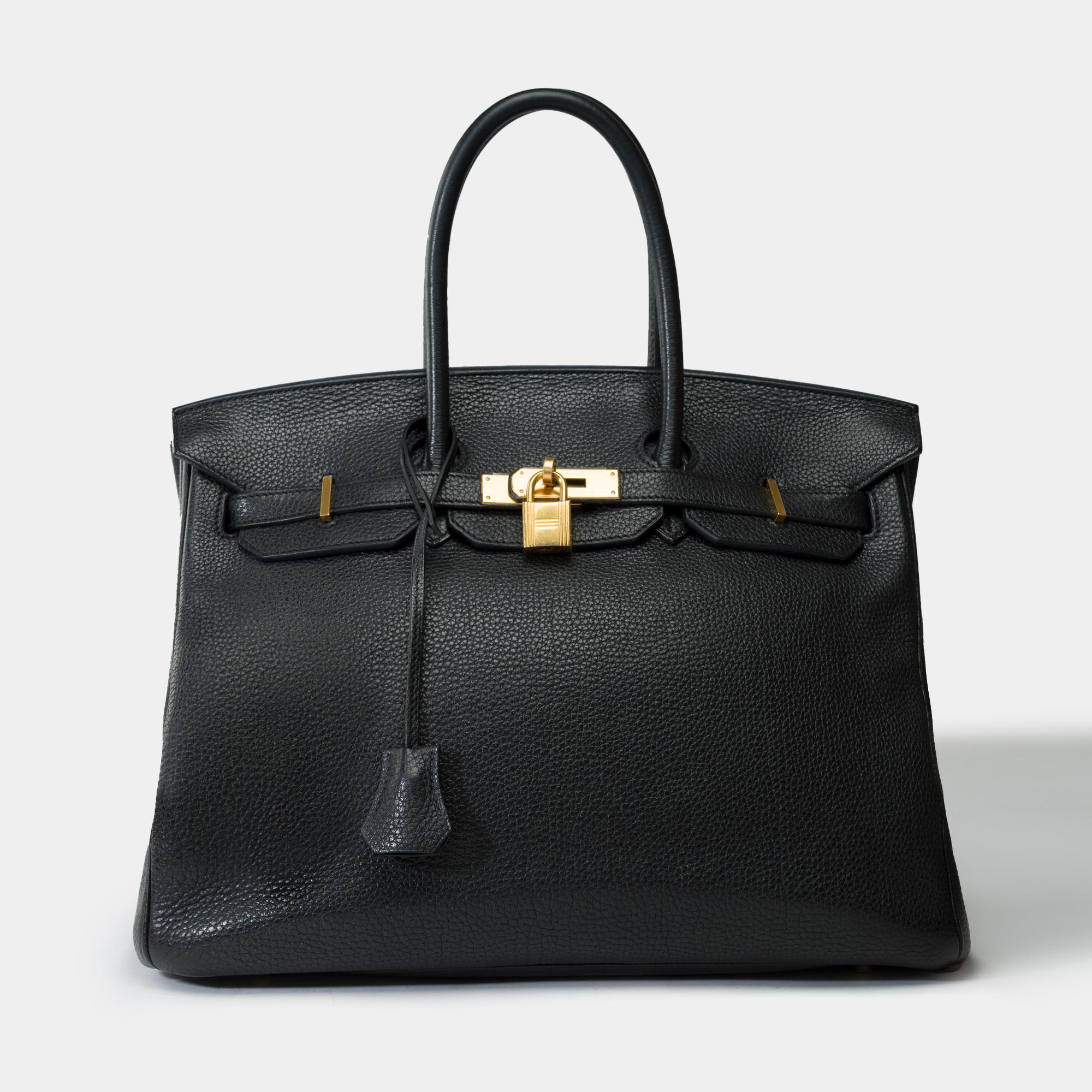 Amazing Hermès Birkin 35 handbag in Black Taurillon Clemence leather, GHW In Good Condition For Sale In Paris, IDF