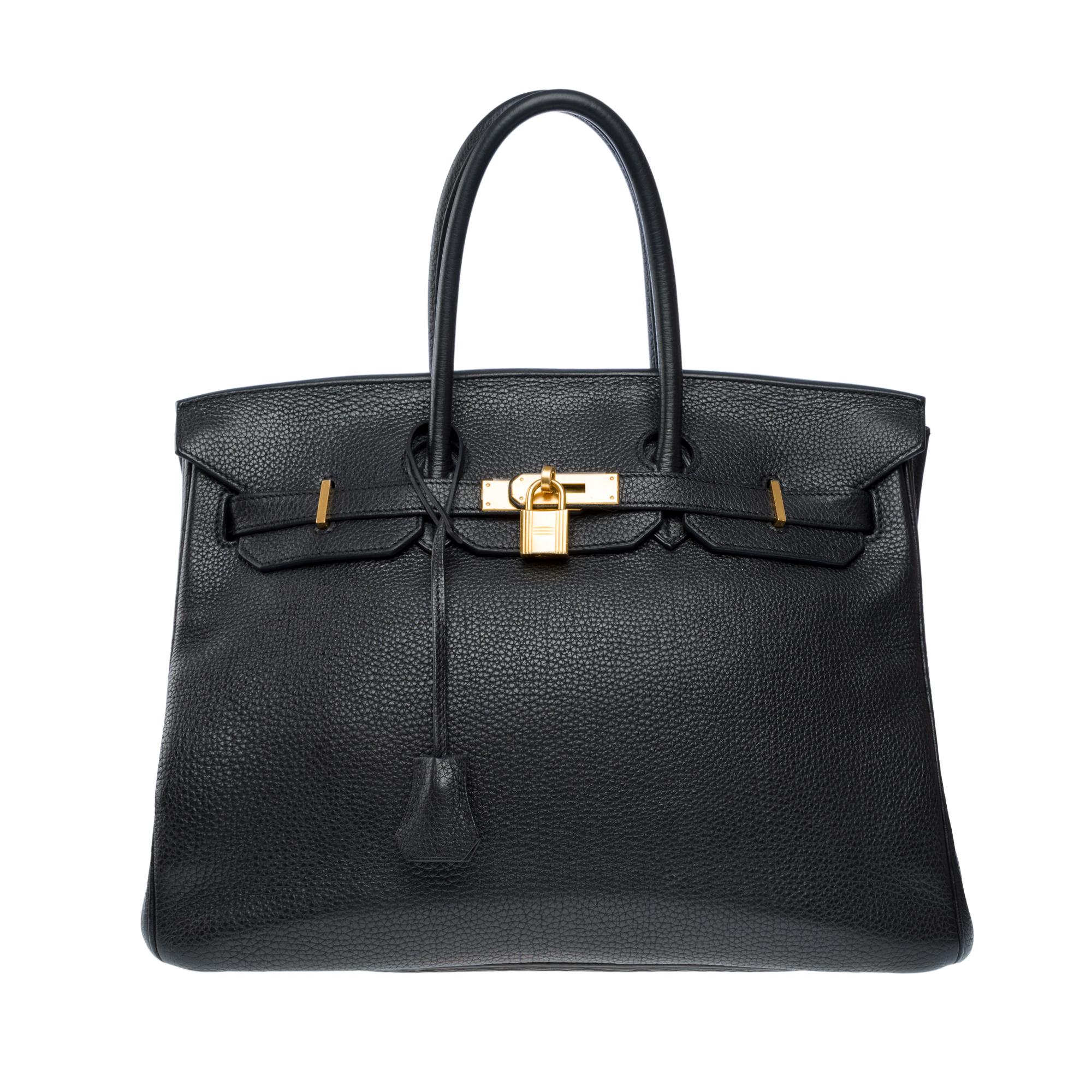 Women's or Men's Amazing Hermès Birkin 35 handbag in Black Taurillon Clemence leather, GHW For Sale