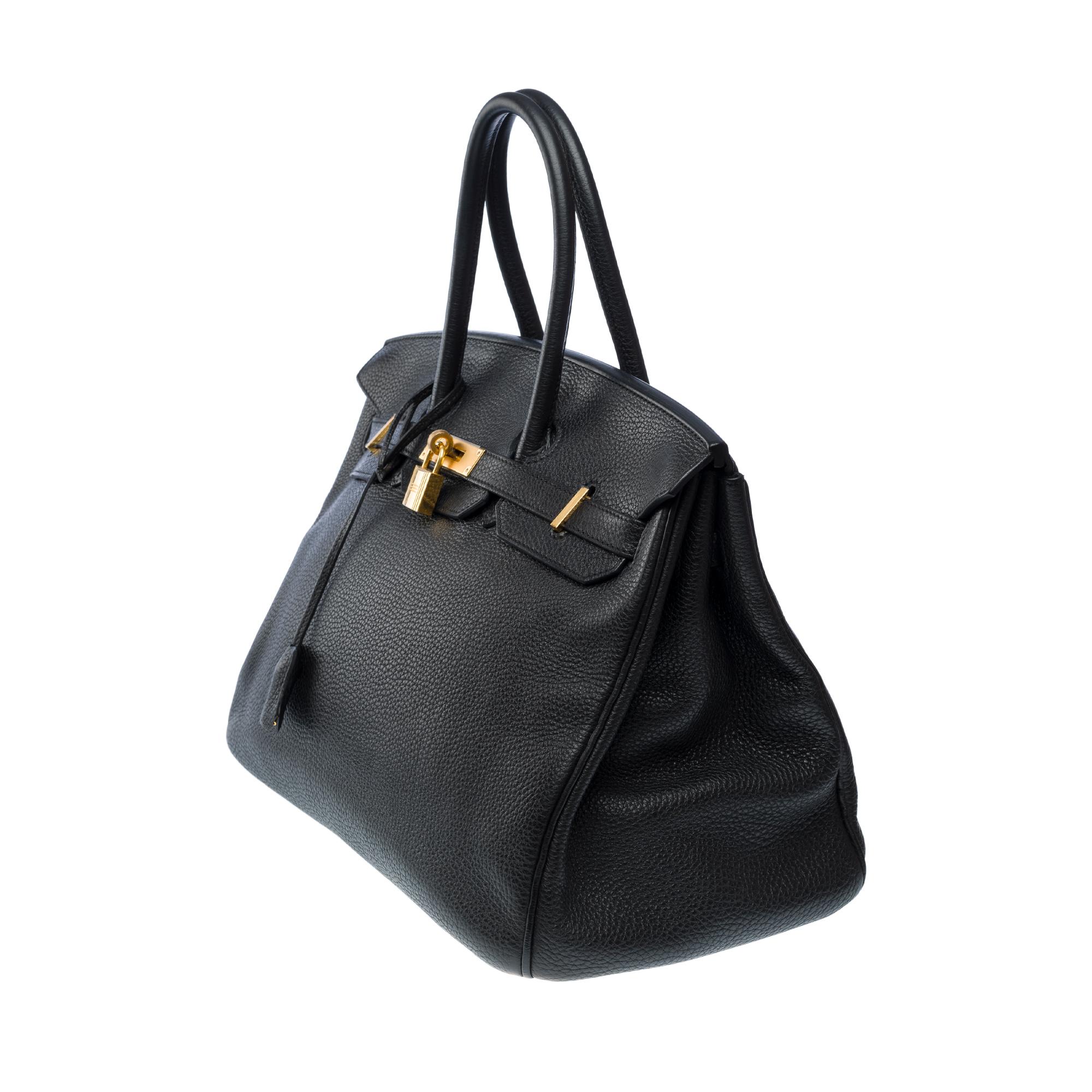 Amazing Hermès Birkin 35 handbag in Black Taurillon Clemence leather, GHW For Sale 2
