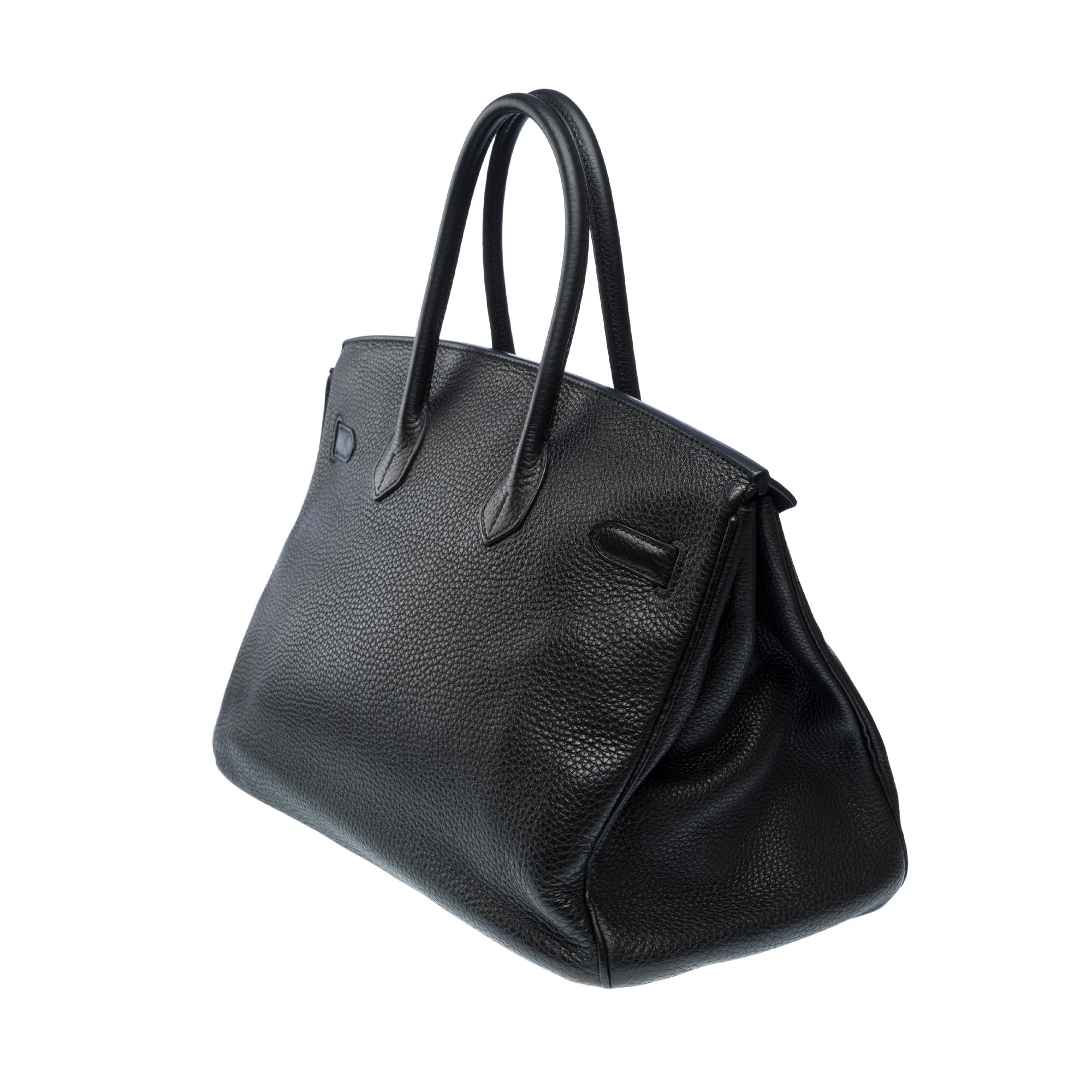 Amazing Hermès Birkin 35 handbag in Black Taurillon Clemence leather, GHW For Sale 3