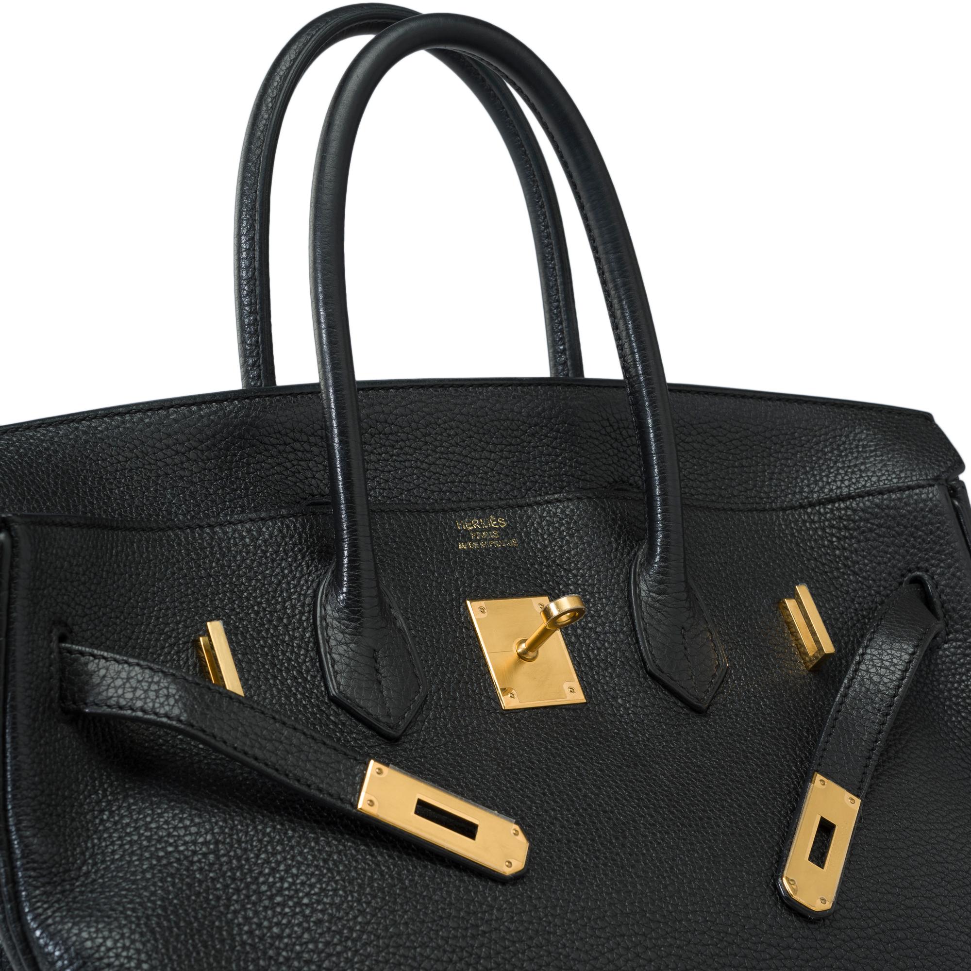 Amazing Hermès Birkin 35 handbag in Black Taurillon Clemence leather, GHW For Sale 4