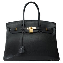 Amazing Hermès Birkin 35 handbag in Black Taurillon Clemence leather, GHW