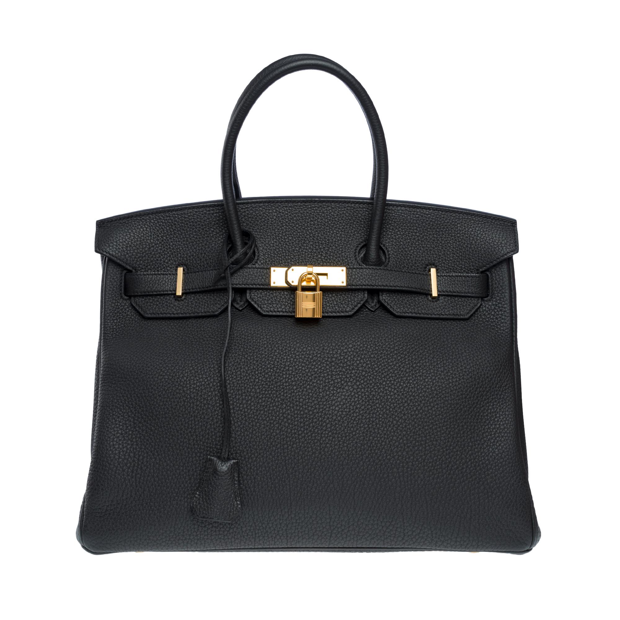 Black Amazing Hermès Birkin 35 handbag in black Togo leather, GHW