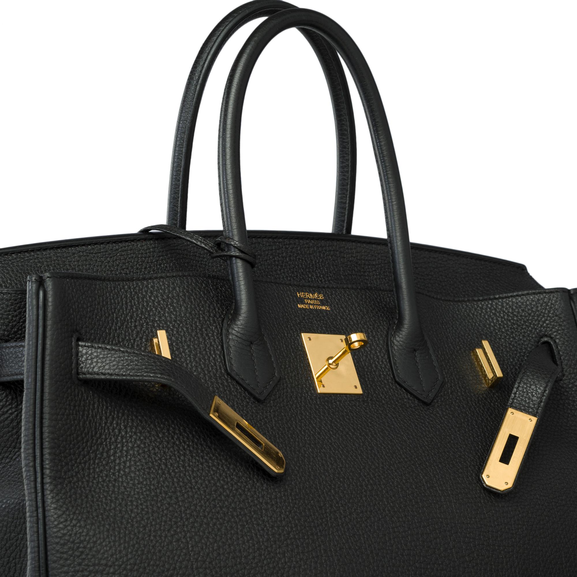Amazing Hermès Birkin 35 handbag in black Togo leather, GHW 1