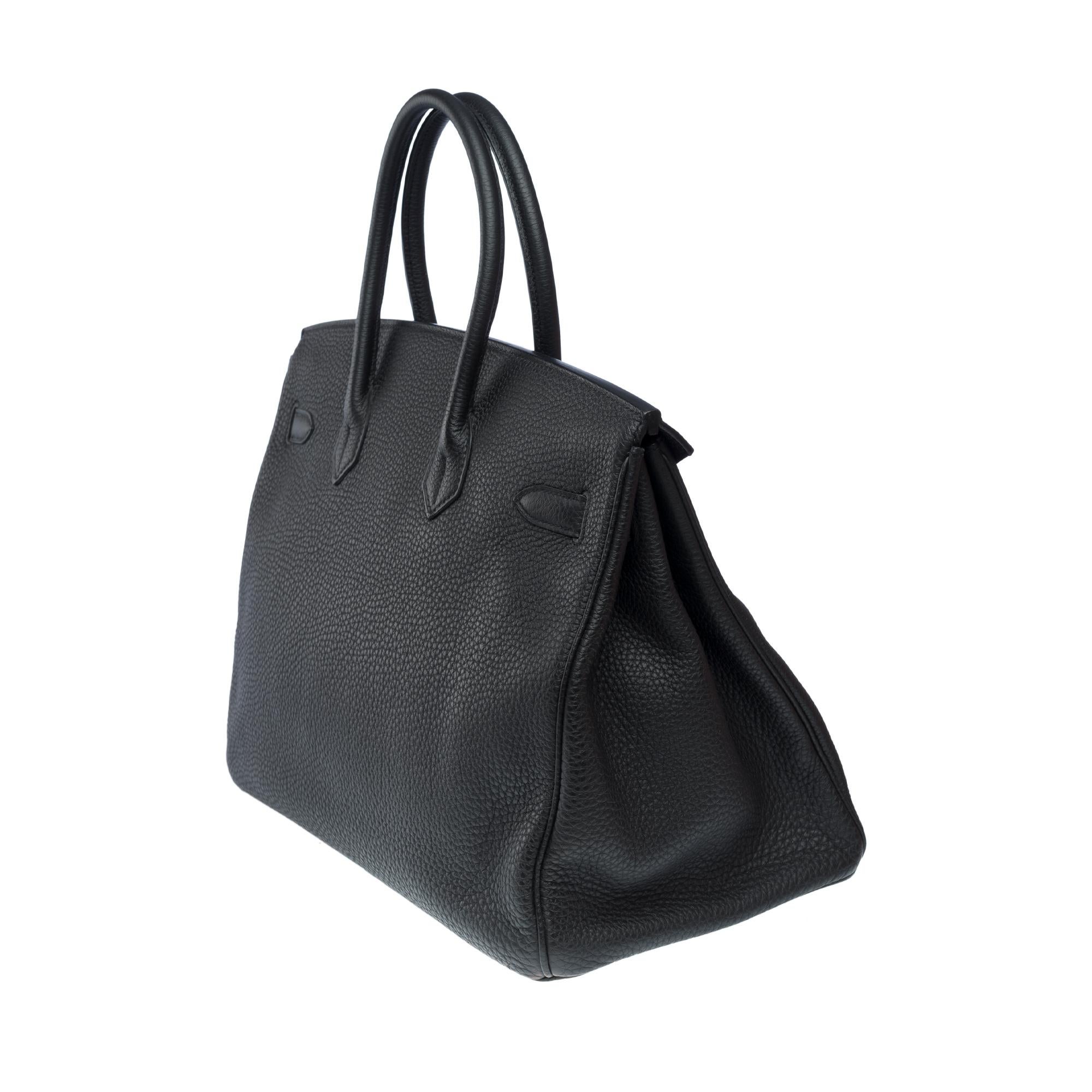 Amazing Hermès Birkin 35 handbag in black Togo leather, GHW 1